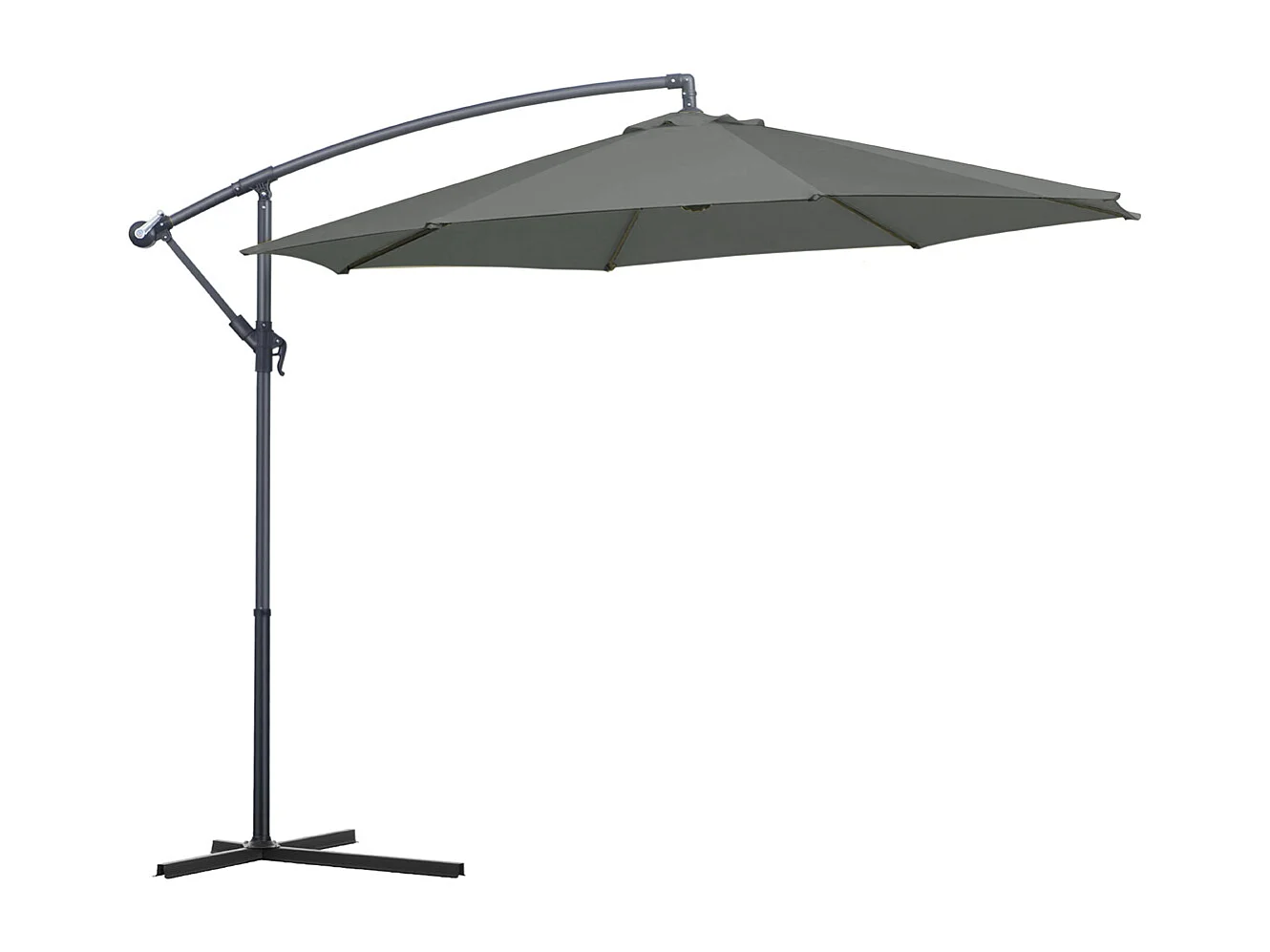 Parasol déporté rond coloris Anthracite Protection UV 50+ - Diamètre 300 x Hauteur 245 cm