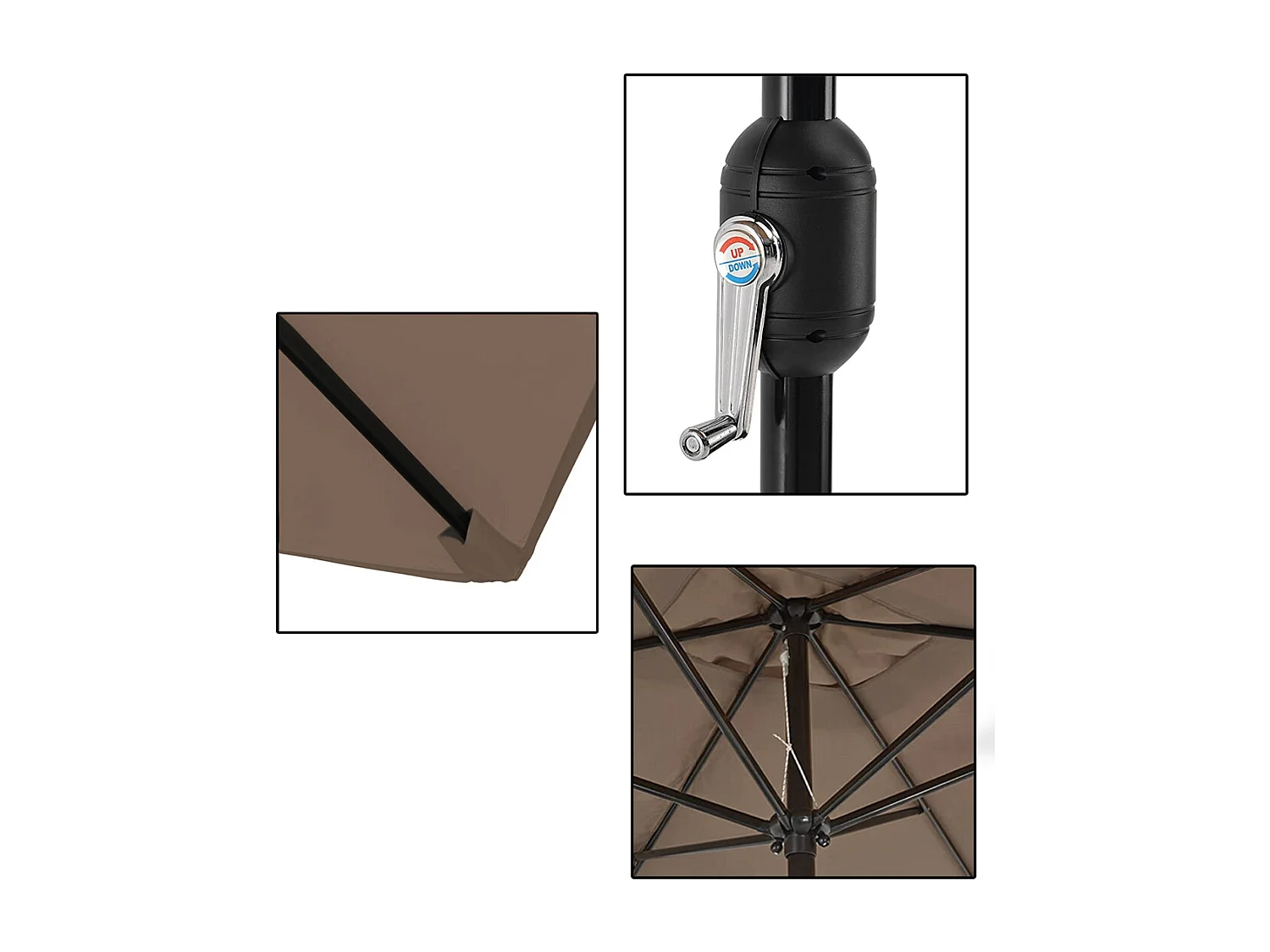 Parasol droit rectangulaire coloris Taupe 180gr Protection UV50+ - Longueur 300 x Largeur 200 x Hauteur 245 cm