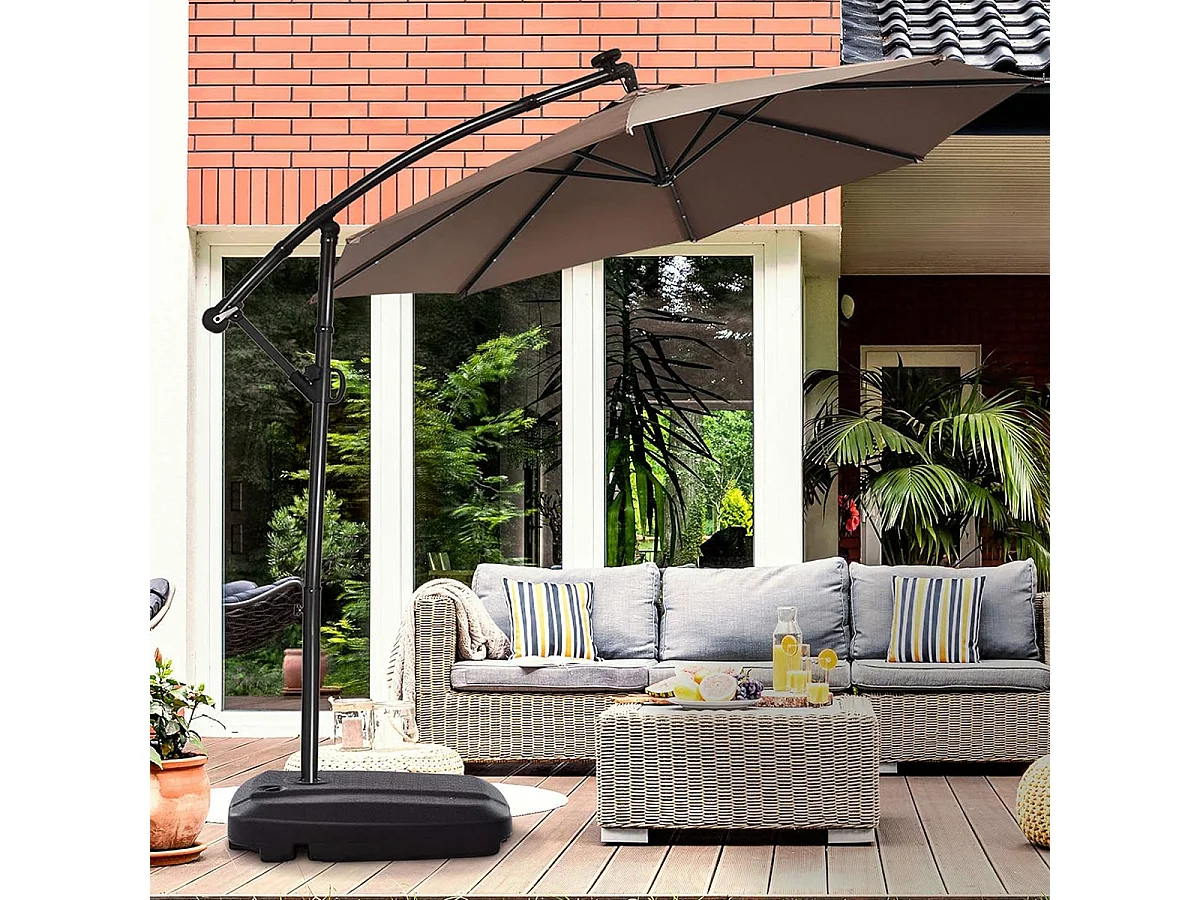 Pied de parasol avec roulettes 60L  - Longueur 80 x Hauteur 15 x Largeur 60 cm