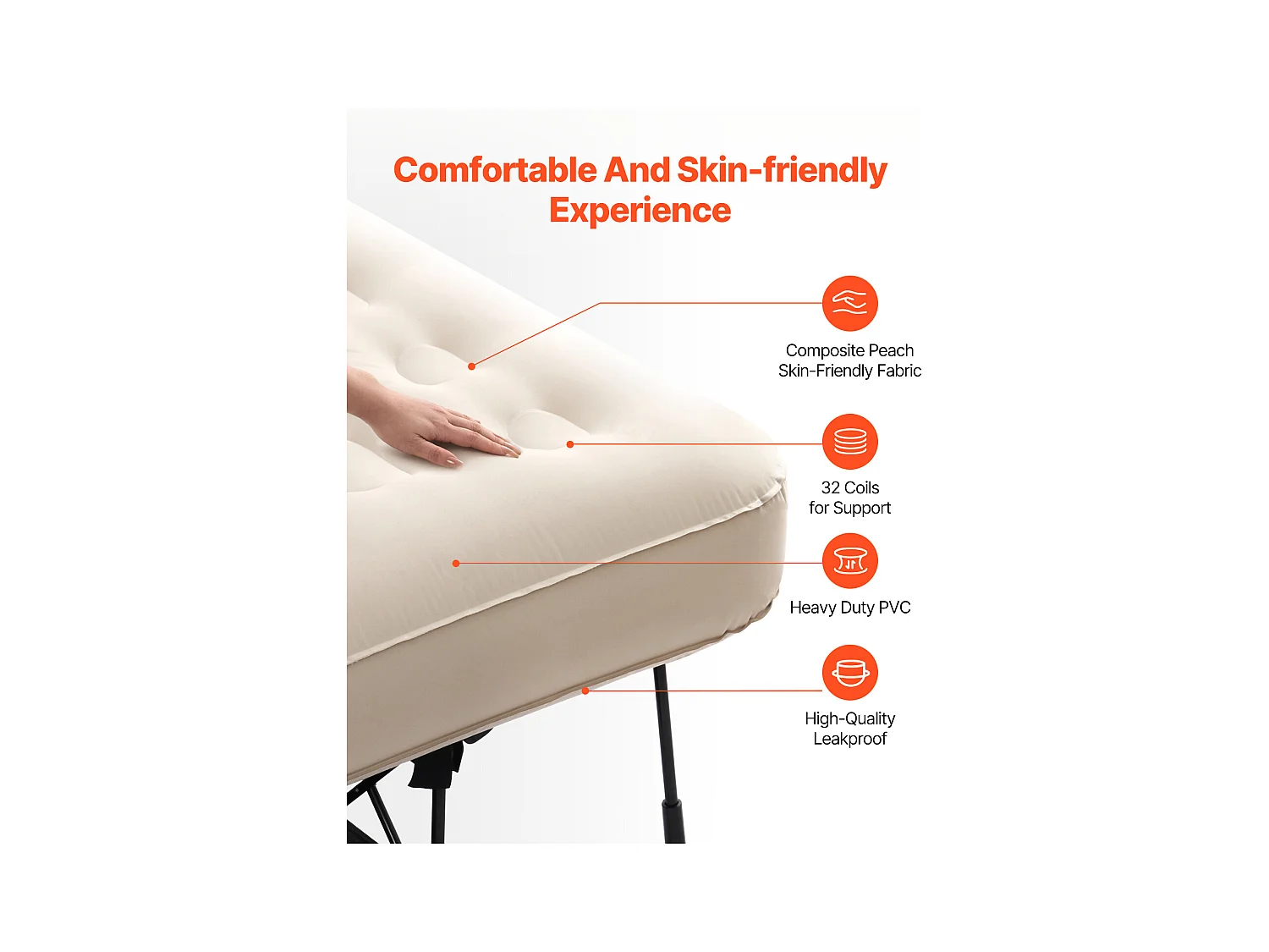 Colchão Insuflável SucceBuy para 1 Pessoa com Estrutura e Bomba, Cama de Campismo Insuflável de 136 kg