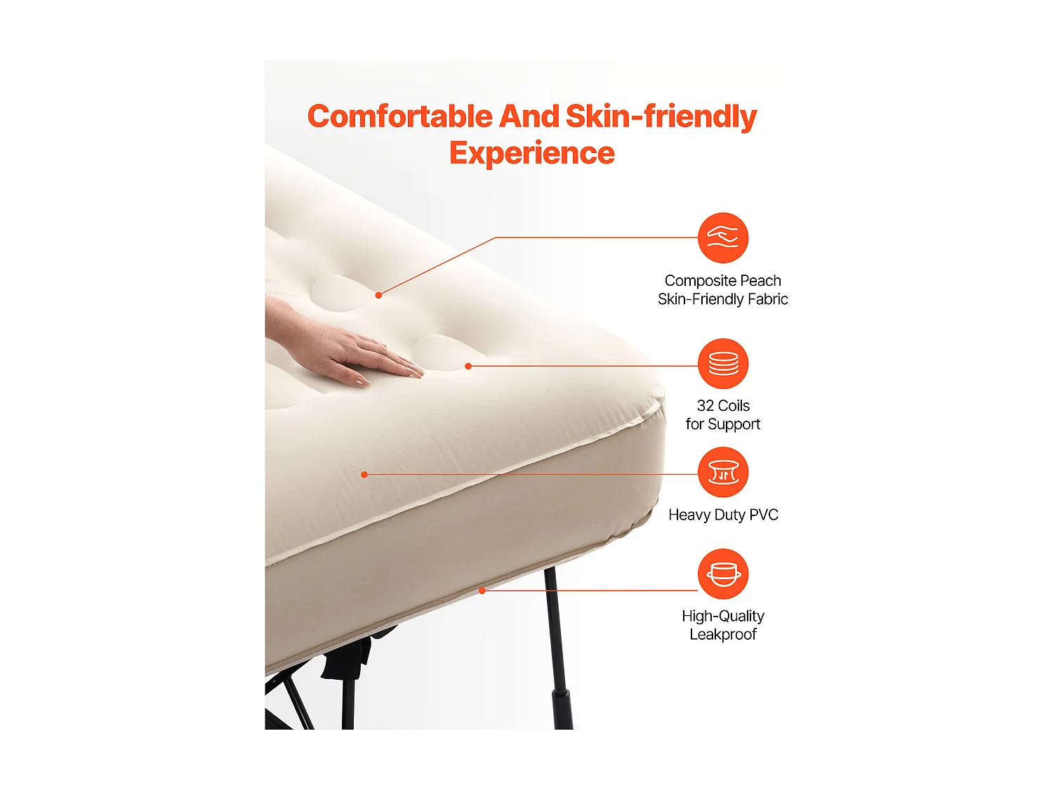 Matelas Gonflable SucceBuy pour 1 Personne avec Cadre et Pompe, Lit de Camping Gonflable de 136 kg