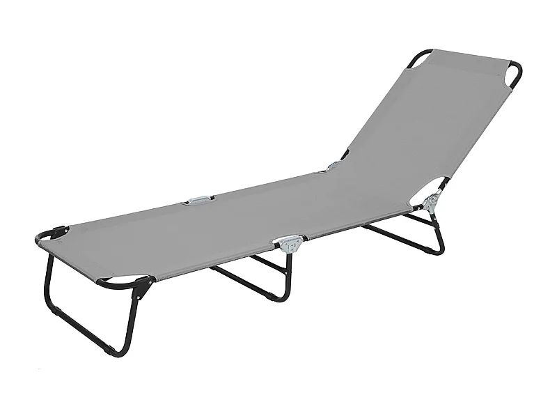 Transat Chaise longue pliante réglable coloris Gris Clair- Longueur 185 x Profondeur 53 x Hauteur 24/82,5 cm