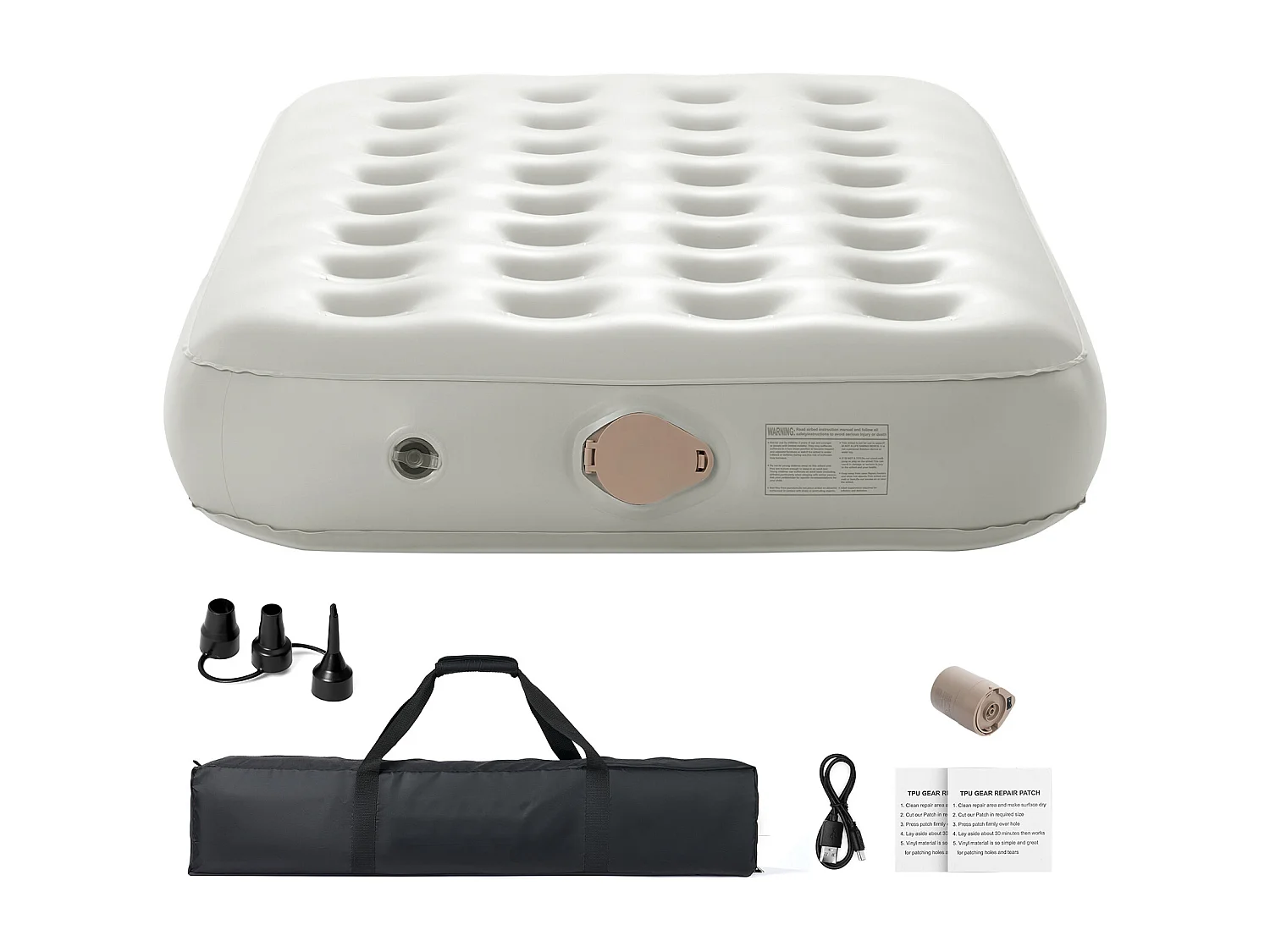 Matelas Gonflable SucceBuy pour 1 Personne avec Cadre et Pompe, Lit de Camping Gonflable de 136 kg