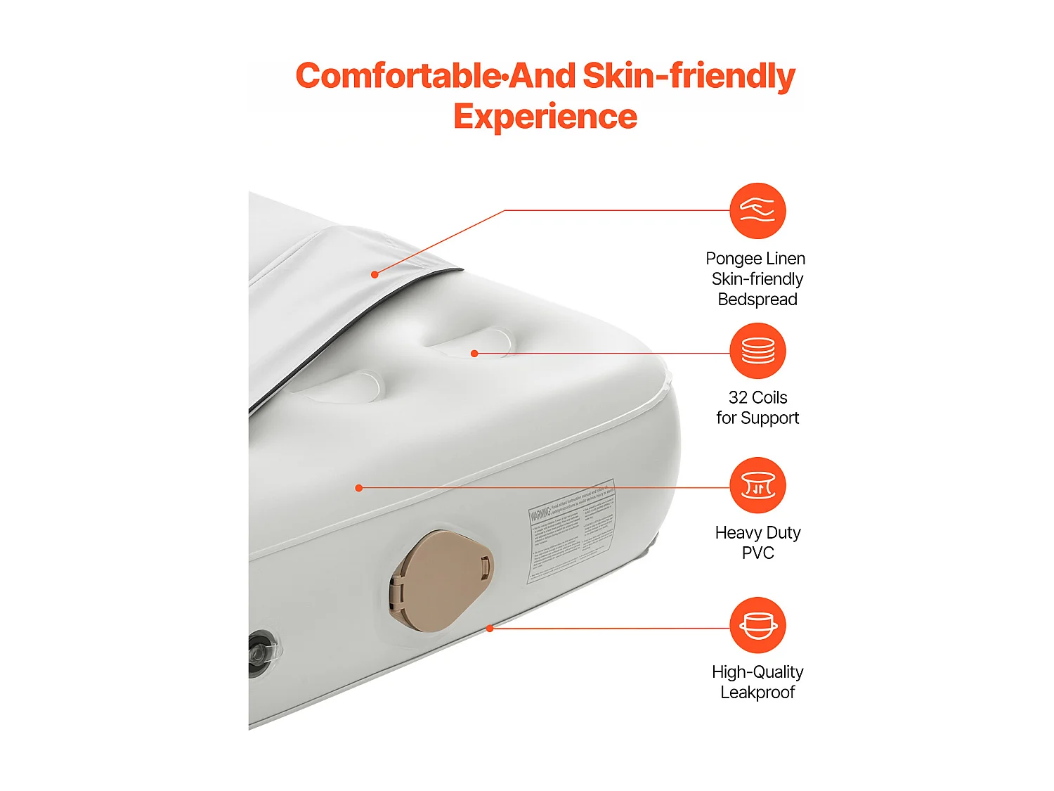 Matelas Gonflable SucceBuy pour 1 Personne avec Cadre et Pompe, Lit de Camping Gonflable de 136 kg