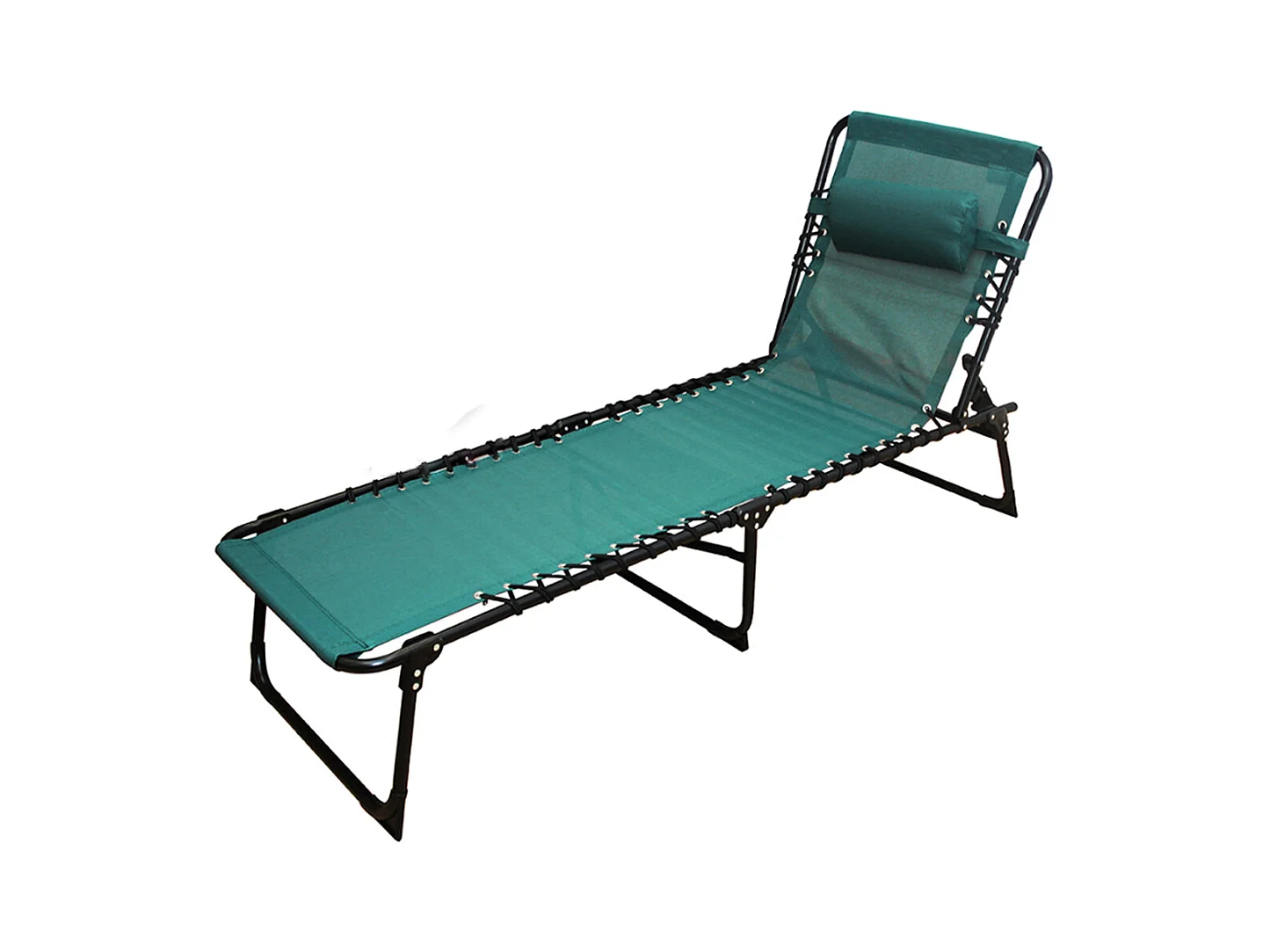 Transat Chaise longue pliante Bain de soleil coloris vert émeraude avec coussin - Longueur 188 x Profondeur 55 x Hauteur 30 cm