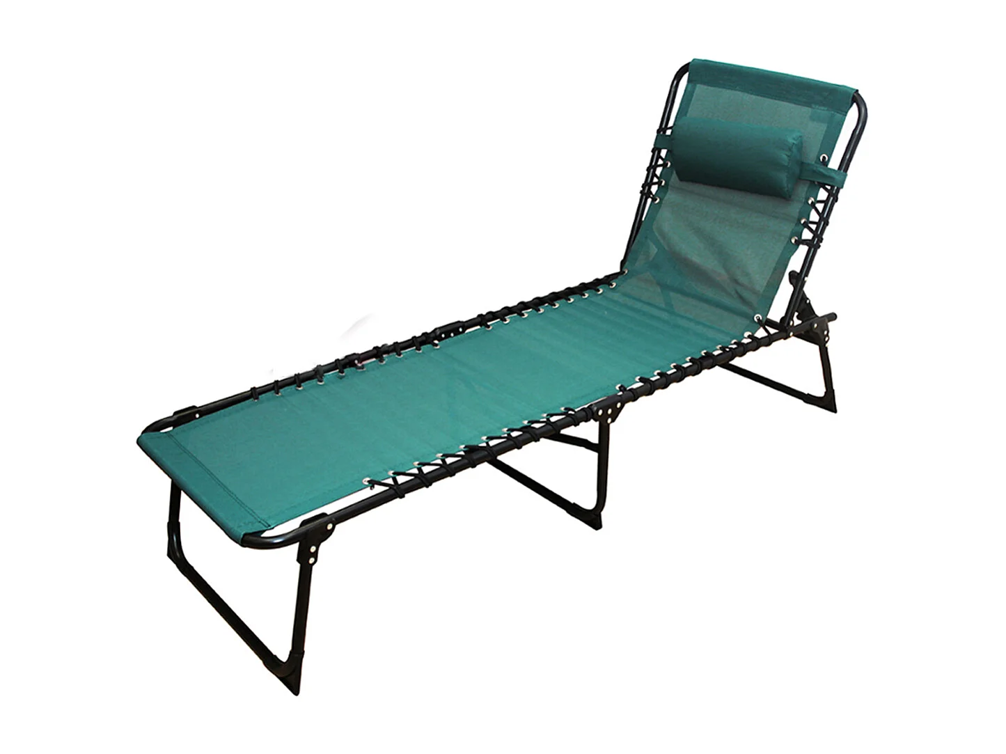 Transat Chaise longue pliante Bain de soleil coloris vert émeraude avec coussin - Longueur 188 x Profondeur 55 x Hauteur 30 cm