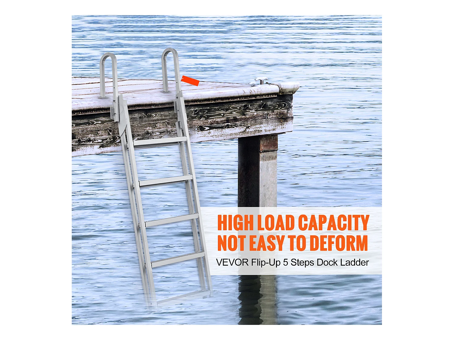 Échelle de Quai Rabattable en Aluminium SucceBuy, 5 marches, Capacité de 159 kg, pour Embarquement à Bord de Bateaux, Lacs, Piscines