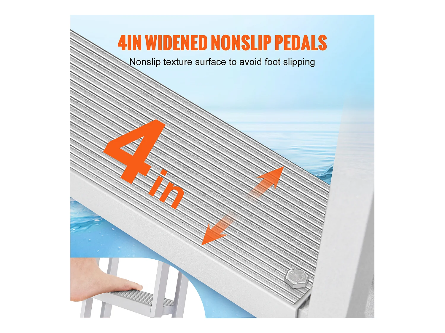 Échelle de Quai Rabattable en Aluminium SucceBuy, 5 marches, Capacité de 159 kg, pour Embarquement à Bord de Bateaux, Lacs, Piscines