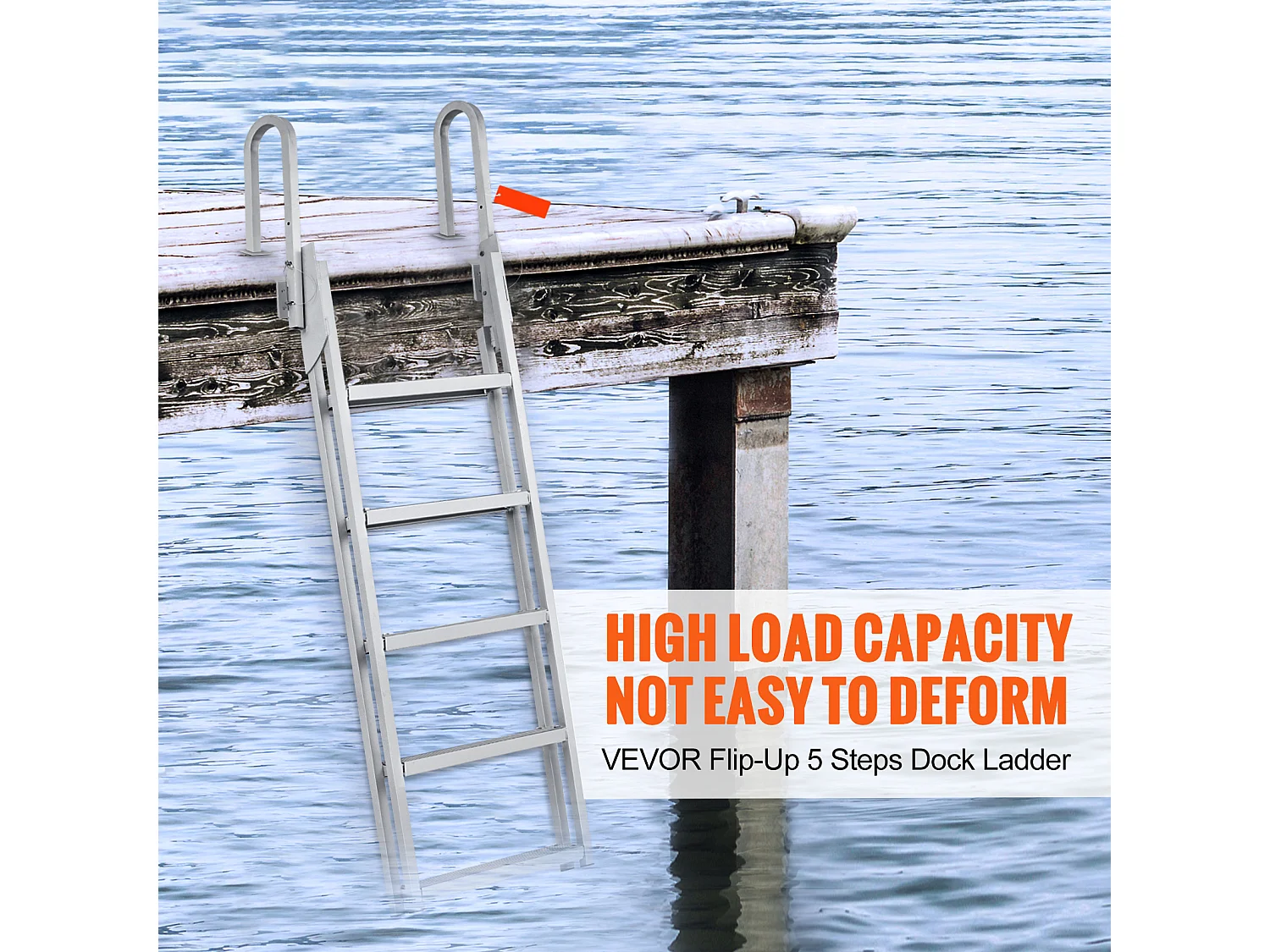 Échelle de Quai Rabattable en Aluminium SucceBuy, 5 marches, Capacité de 159 kg, pour Embarquement à Bord de Bateaux, Lacs, Piscines