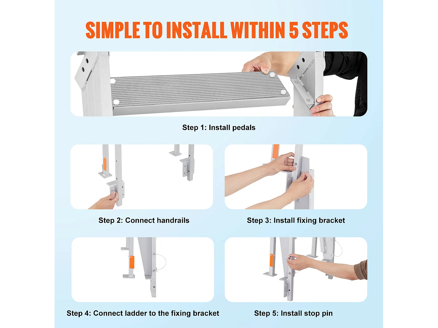 Échelle de Quai Rabattable en Aluminium SucceBuy, 5 marches, Capacité de 159 kg, pour Embarquement à Bord de Bateaux, Lacs, Piscines