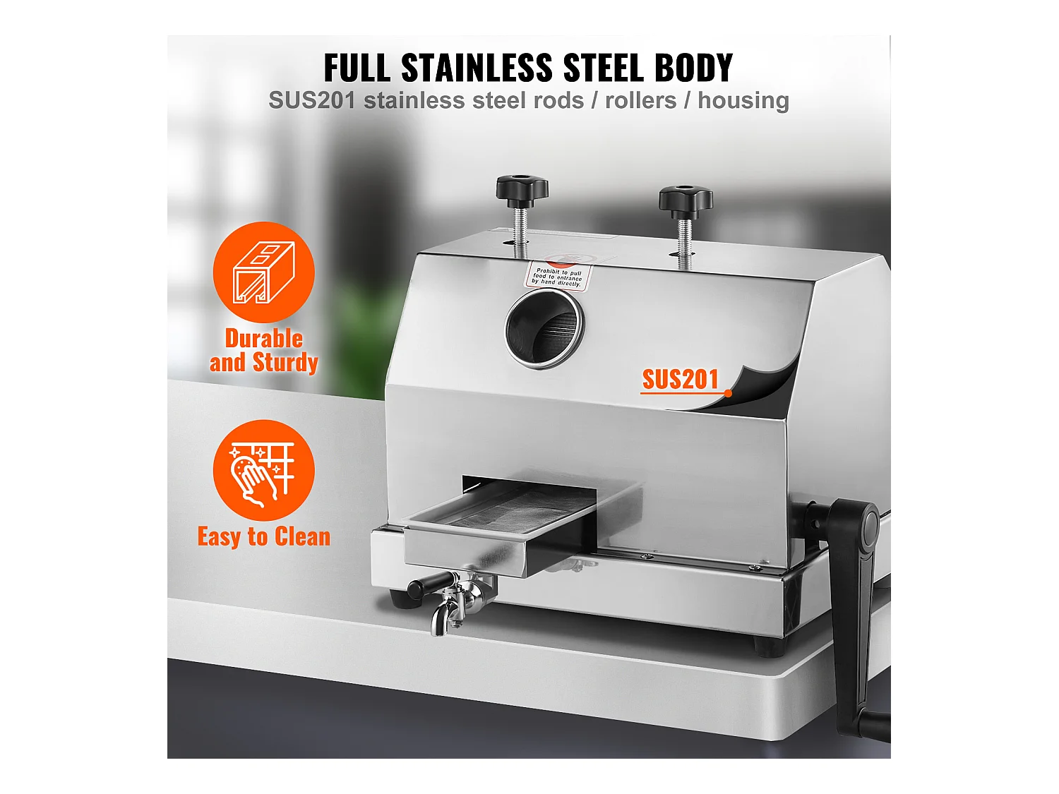 Extracteur de Jus de Canne à Sucre SucceBuy, Capacité de 50kg/h, 3 Rouleaux, Extracteur de Jus Manuel
