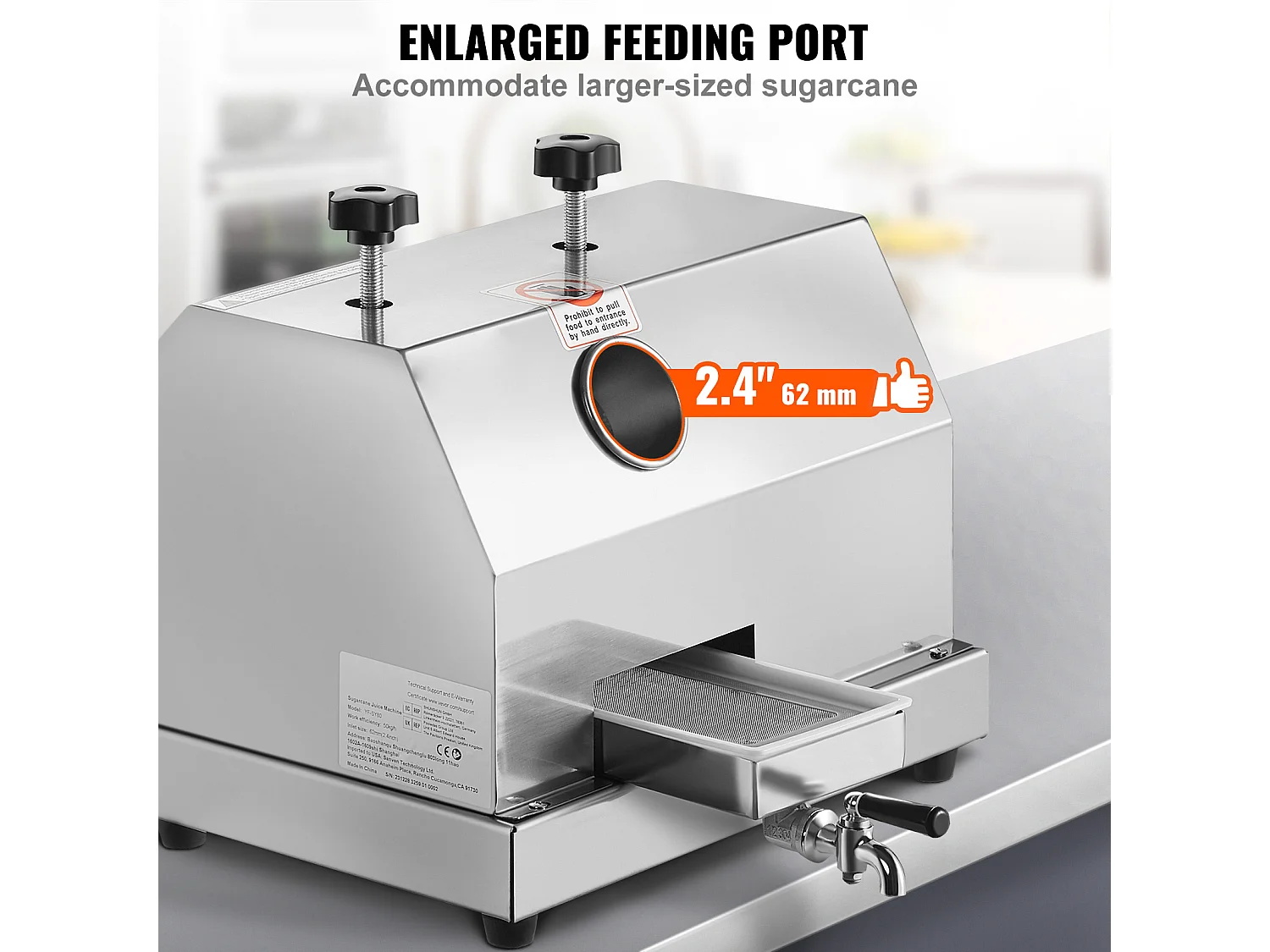 Extracteur de Jus de Canne à Sucre SucceBuy, Capacité de 50kg/h, 3 Rouleaux, Extracteur de Jus Manuel