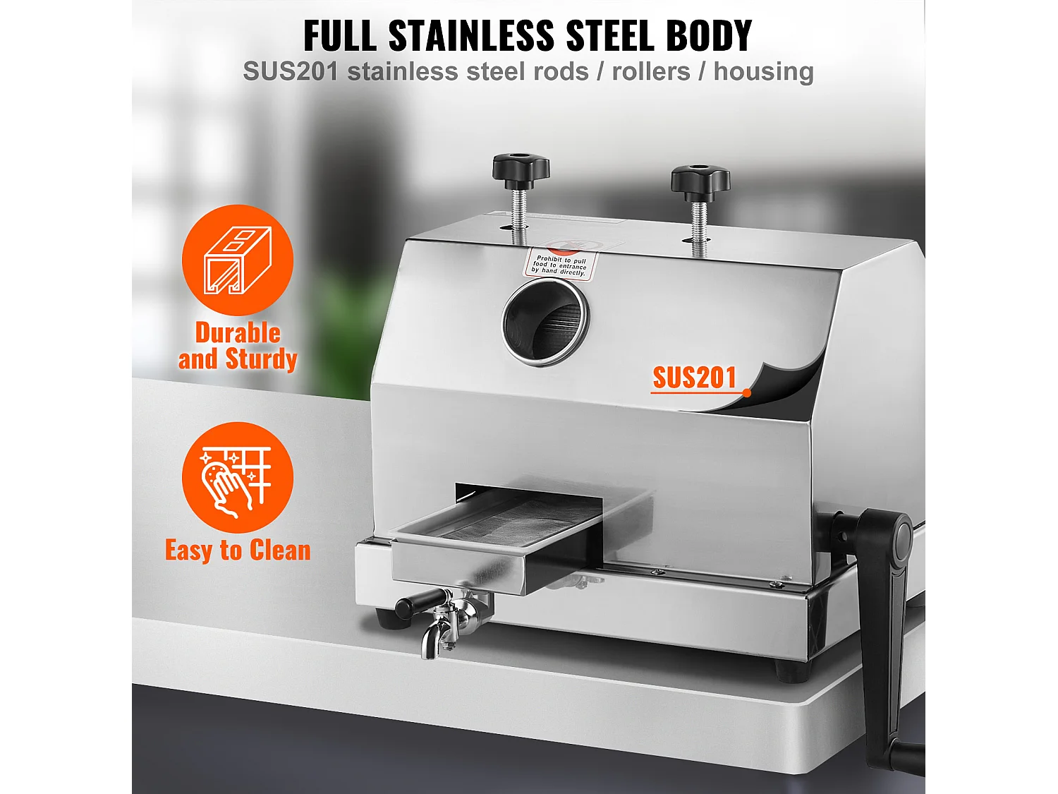 Extracteur de Jus de Canne à Sucre SucceBuy, Capacité de 50kg/h, 3 Rouleaux, Extracteur de Jus Manuel