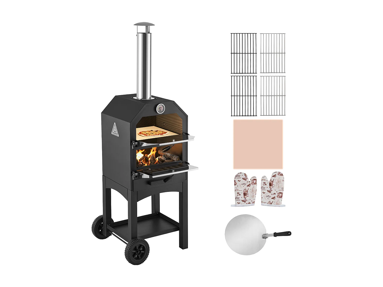 Four à Pizza d'Extérieur, SucceBuy Four à Pizza à Granulés de Bois Portable d'Extérieur de 30 cm, Finition Peinture Cuite, Idéal pour le Camping