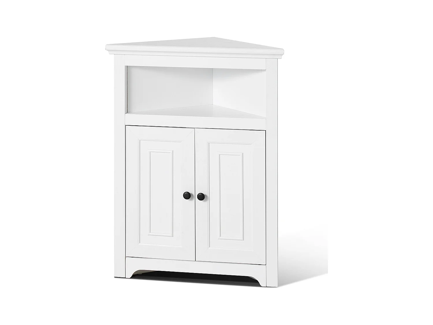 Armoire de Rangement d'Angle Blanche SucceBuy de 81.28cm, 2 Portes en Bois, étagères Réglables