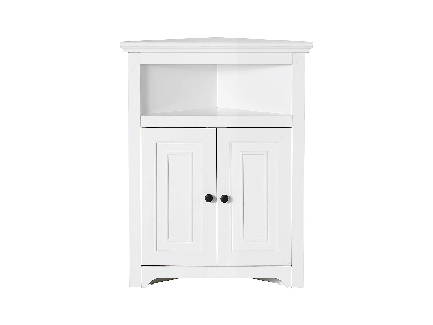 Armoire de Rangement d'Angle Blanche SucceBuy de 81.28cm, 2 Portes en Bois, étagères Réglables