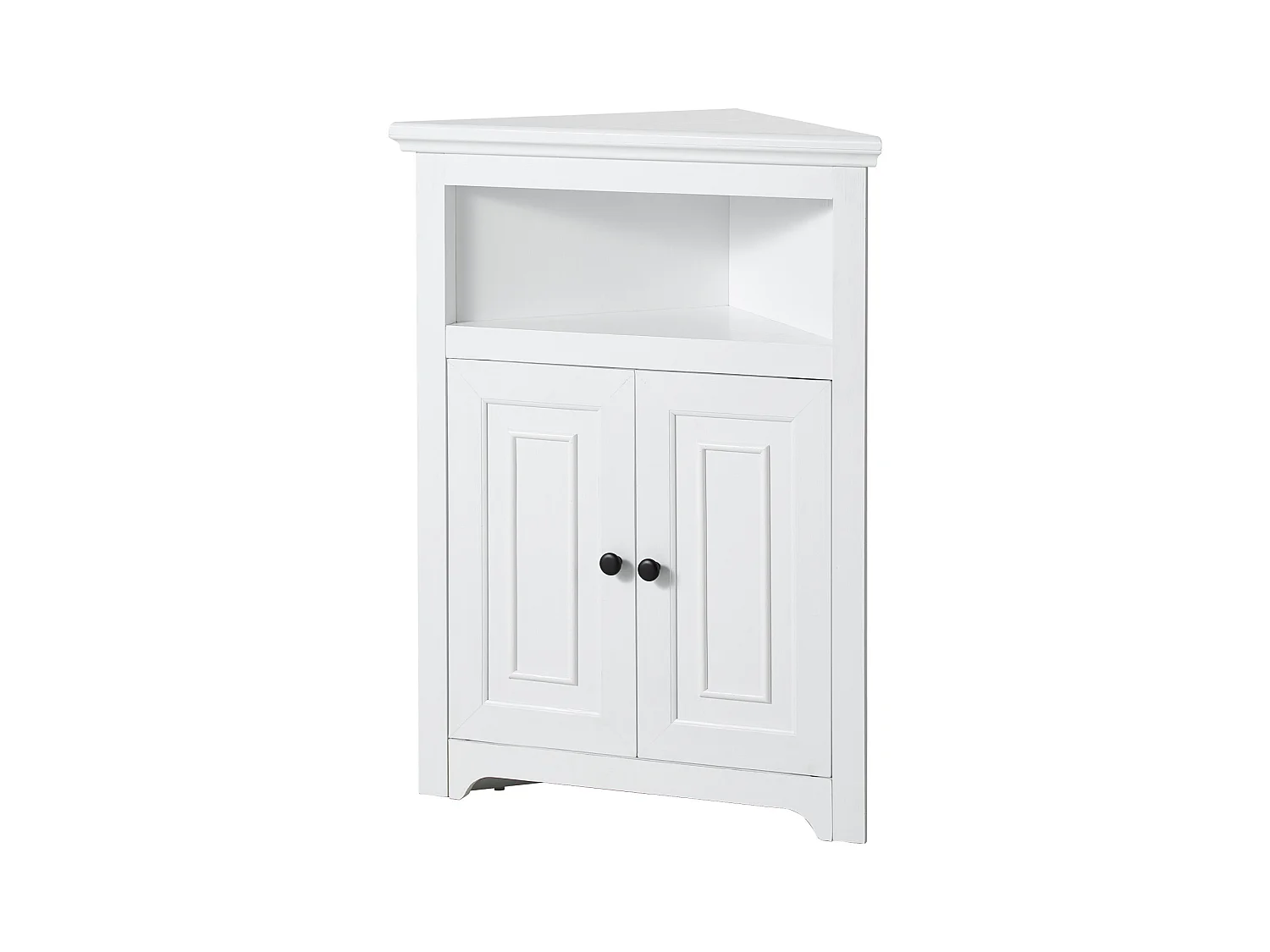 Armoire de Rangement d'Angle Blanche SucceBuy de 81.28cm, 2 Portes en Bois, étagères Réglables