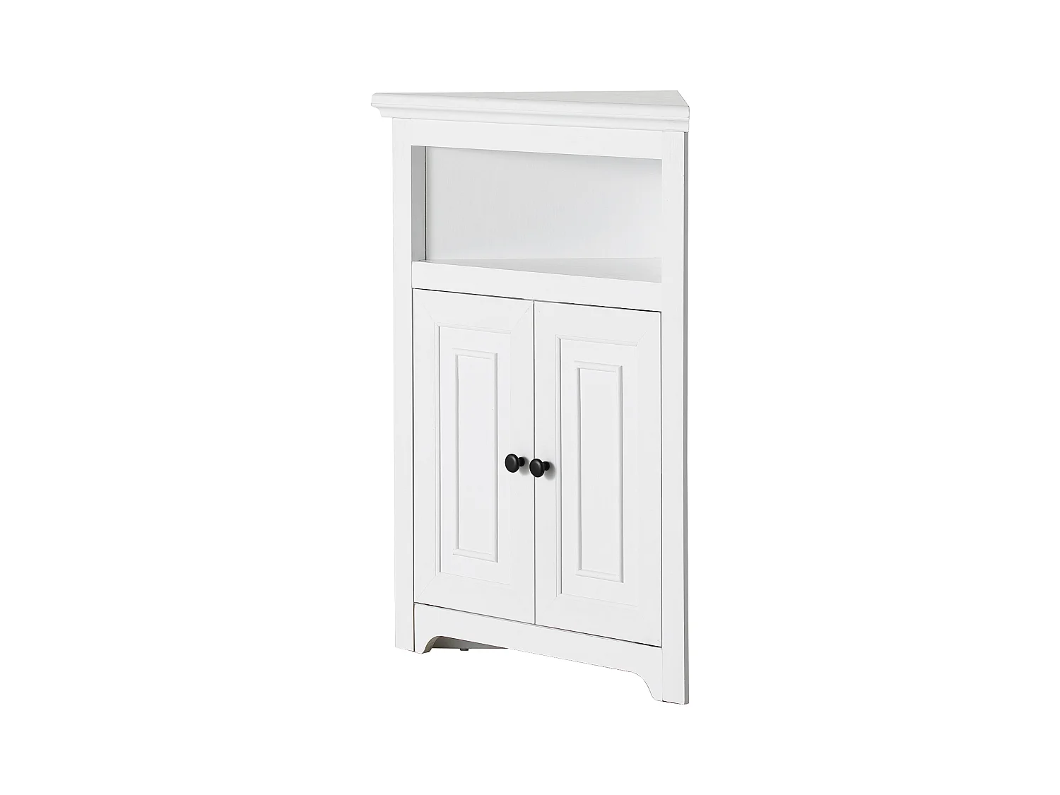 Armoire de Rangement d'Angle Blanche SucceBuy de 81.28cm, 2 Portes en Bois, étagères Réglables