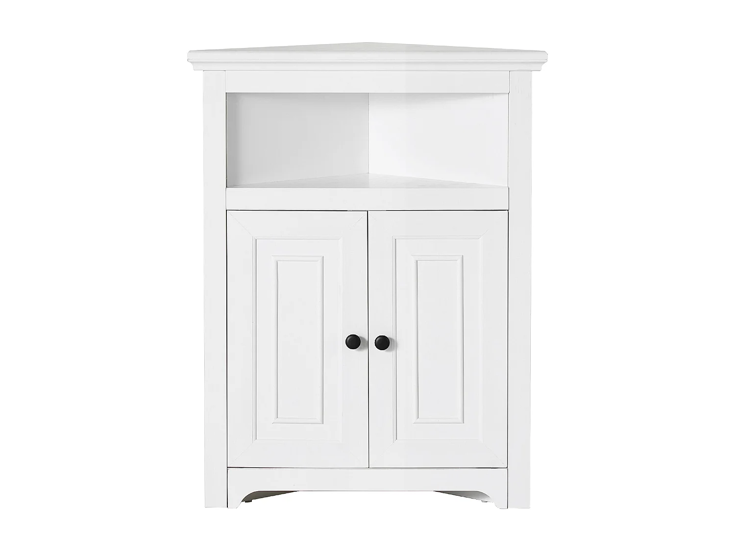 Armoire de Rangement d'Angle Blanche SucceBuy de 81.28cm, 2 Portes en Bois, étagères Réglables