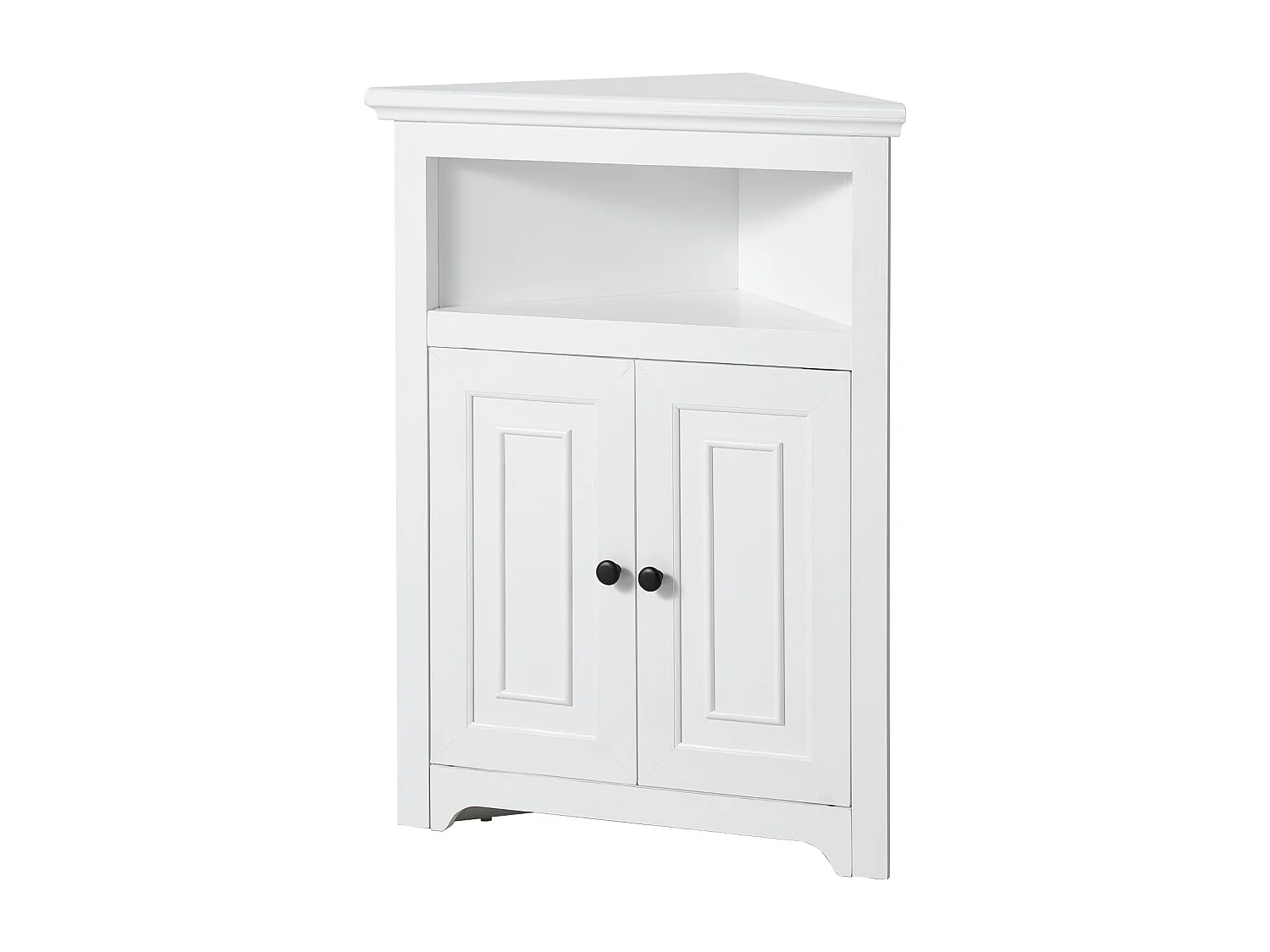 Armoire de Rangement d'Angle Blanche SucceBuy de 81.28cm, 2 Portes en Bois, étagères Réglables