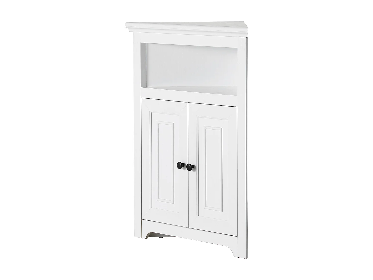 Armoire de Rangement d'Angle Blanche SucceBuy de 81.28cm, 2 Portes en Bois, étagères Réglables