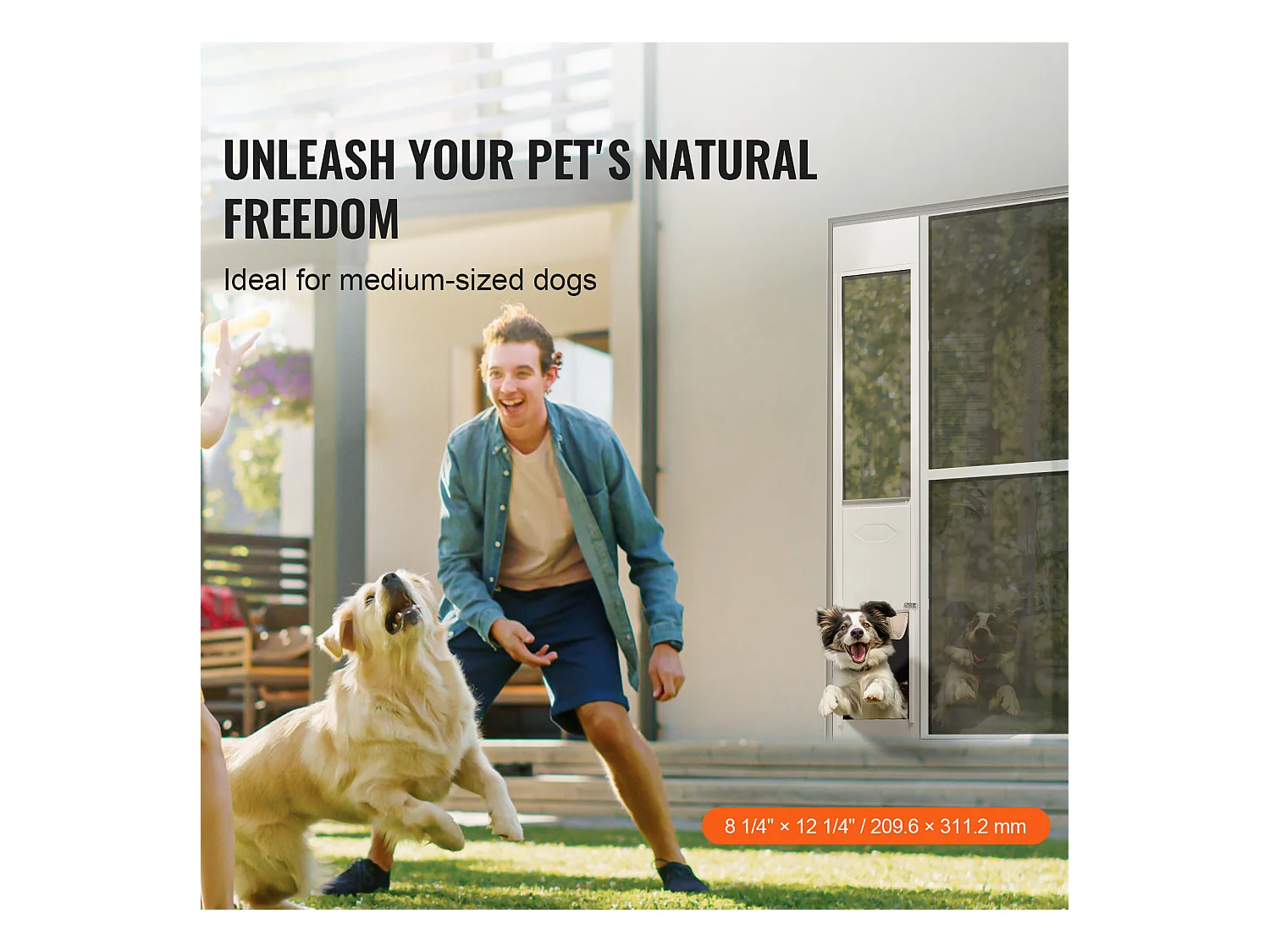 Glazen Schuifdeur SucceBuy voor Honden, in Hoogte Verstelbaar van 1927 - 2049 mm, M
