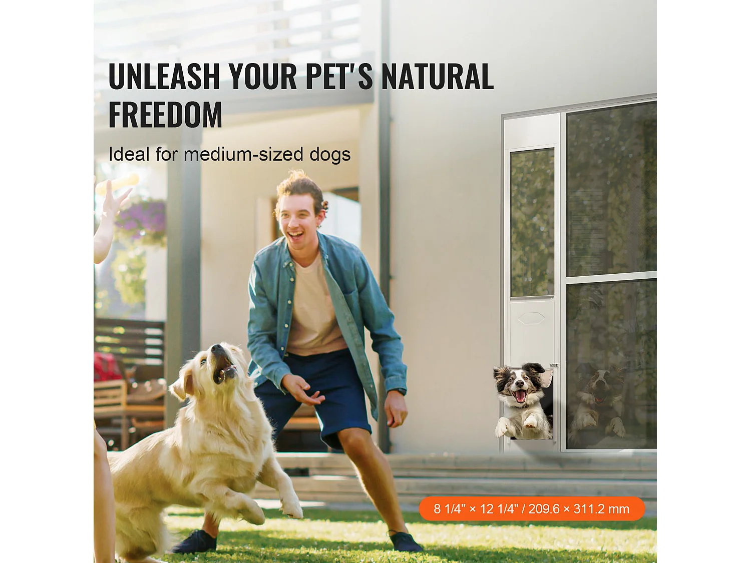 Porte Coulissante en Verre pour Chien SucceBuy, Hauteur Réglable de 1927 - 2049 mm, M