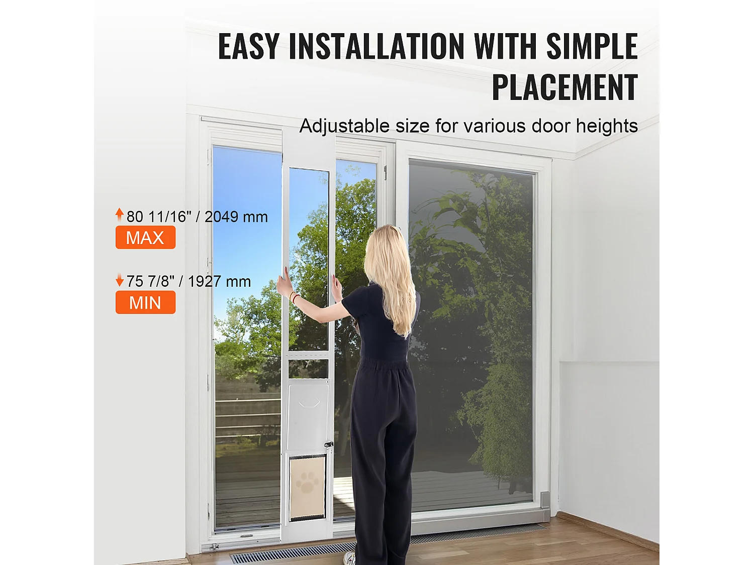 Porte Coulissante en Verre pour Chien SucceBuy, Hauteur Réglable de 1927 - 2049 mm, M