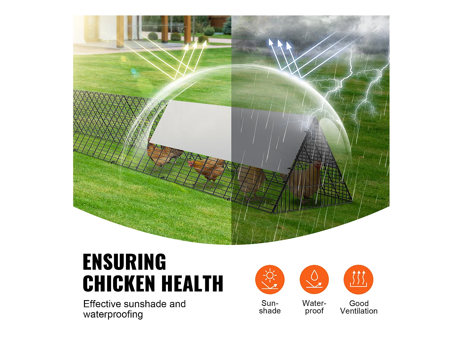 Enclos du Poulailler, SucceBuy Tunnels pour Poulets 600 × 400 × 61.5 cm, Tunnel pour Poulets d'Extérieur Portable