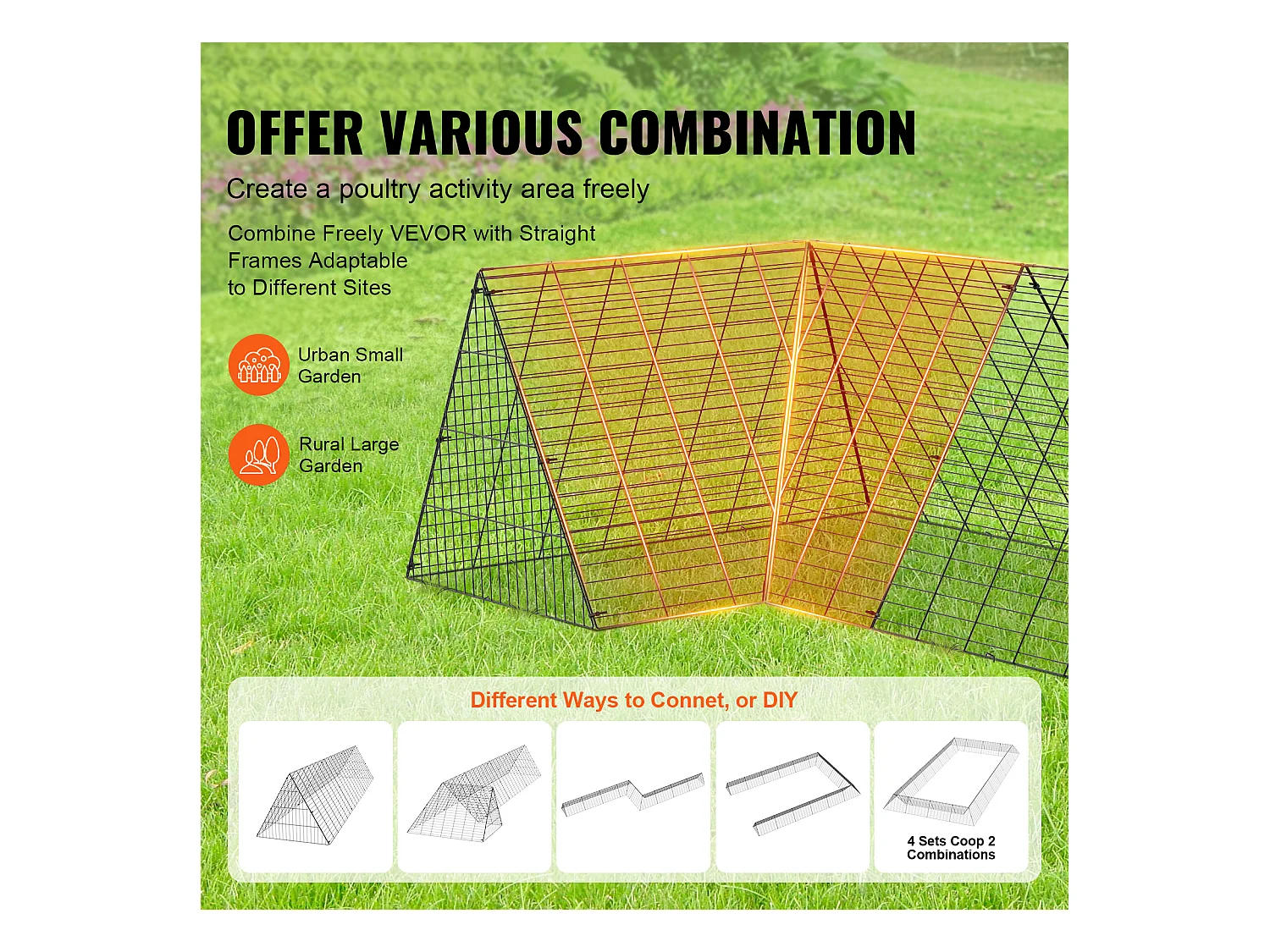 Enclos du Poulailler, SucceBuy Tunnels pour Poulets 600 × 400 × 61.5 cm, Tunnel pour Poulets d'Extérieur Portable