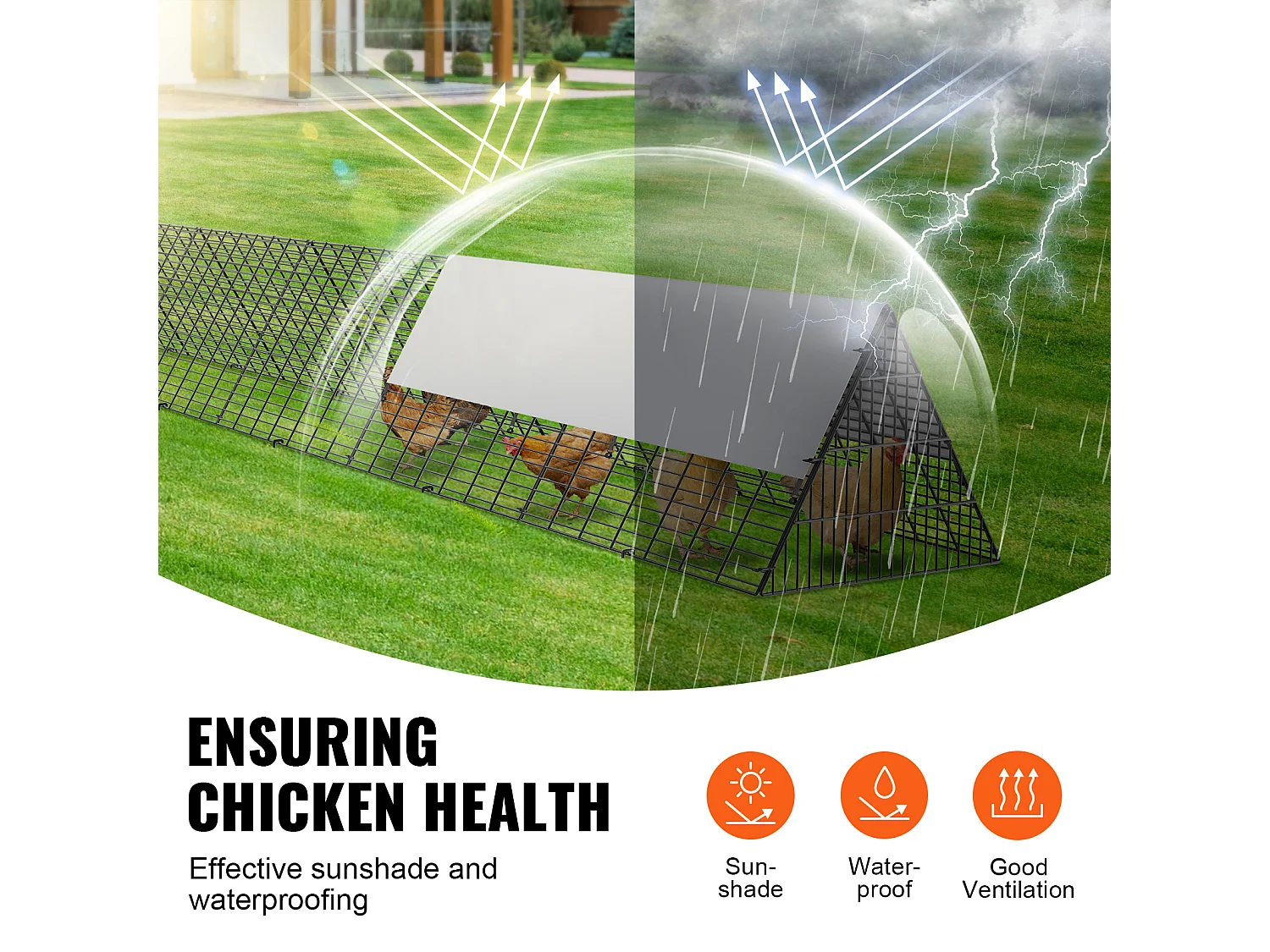 Enclos du Poulailler, SucceBuy Tunnels pour Poulets 600 × 400 × 61.5 cm, Tunnel pour Poulets d'Extérieur Portable