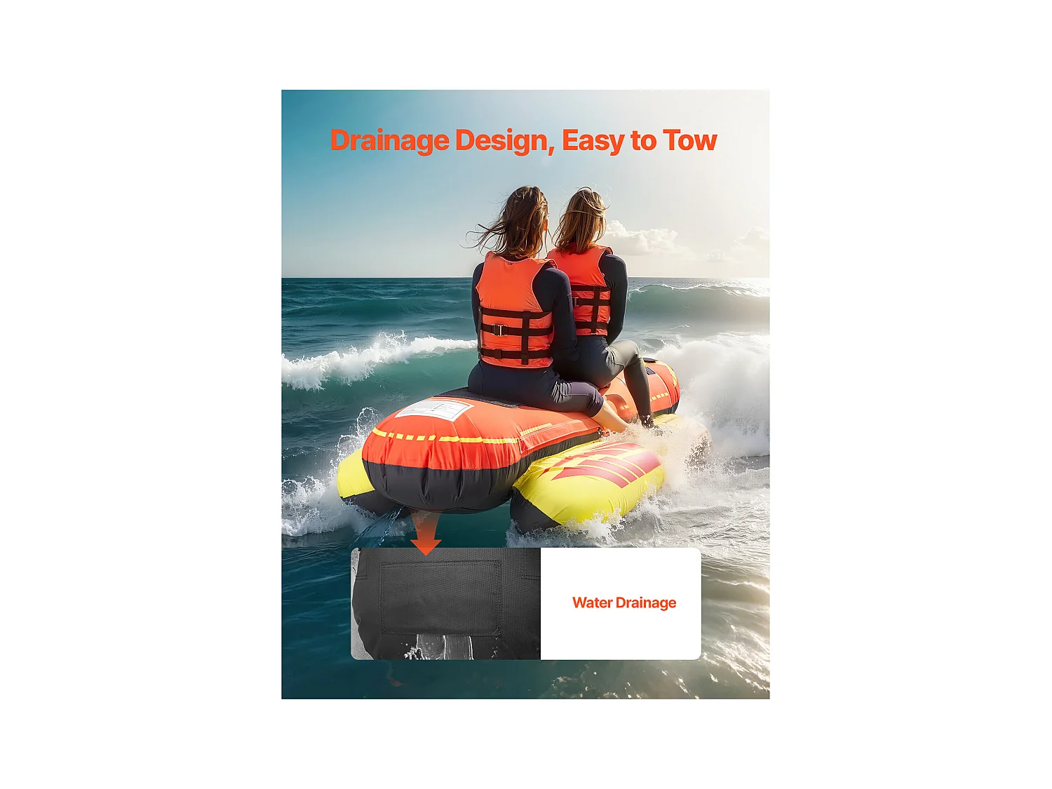 Bouée Tractée Gonflable SucceBuy, Tube de Sport Nautique Gonflable pour 1 à 3 Passagers, Capacité de 231 kg