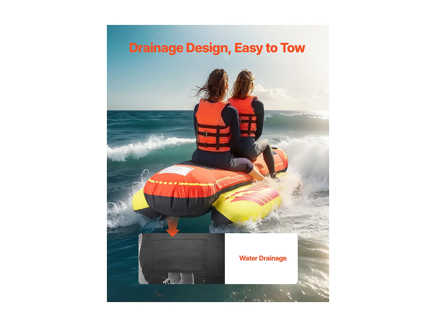 Bouée Tractée Gonflable SucceBuy, Tube de Sport Nautique Gonflable pour 1 à 3 Passagers, Capacité de 231 kg