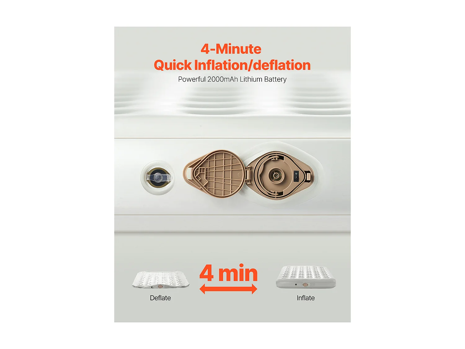 Materasso Gonfiabile SucceBuy per 2 Persona con Telaio e Pompa, Letto da Campeggio Gonfiabile da  272 kg