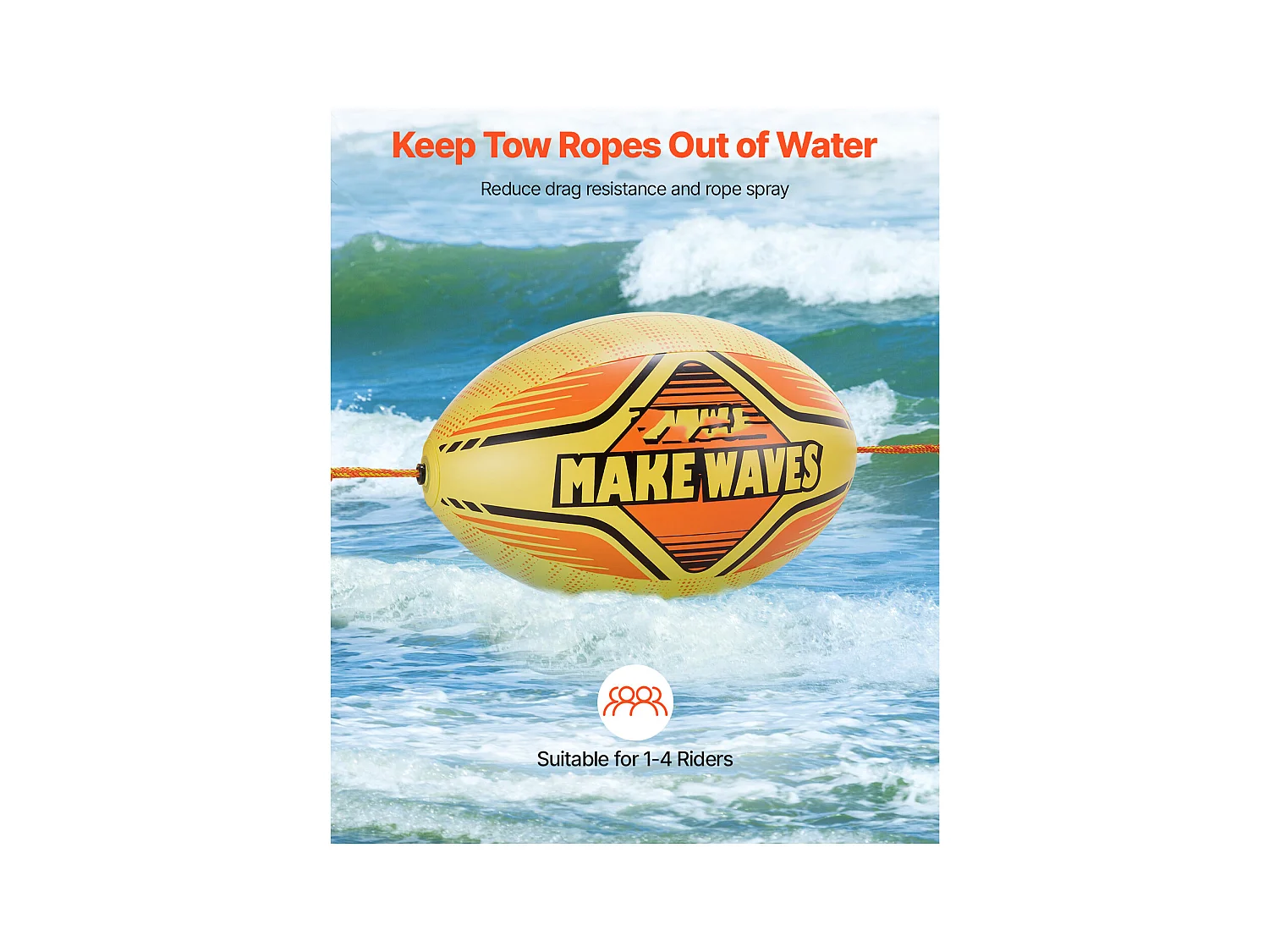 Bouée Tractée de Balle d'Appoint SucceBuy, pour Bateau Gonflable Remorquable en PVC, pour la Navigation de Plaisance