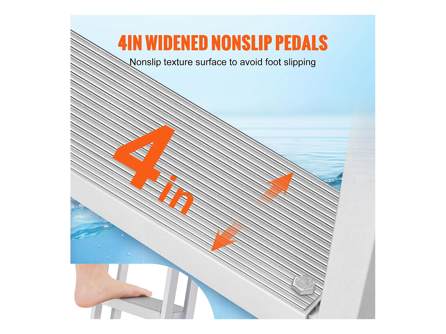 Échelle de Quai en Aluminium SucceBuy, Hauteur Réglable 170 à 200 cm, 5 Marches pour Bateaux