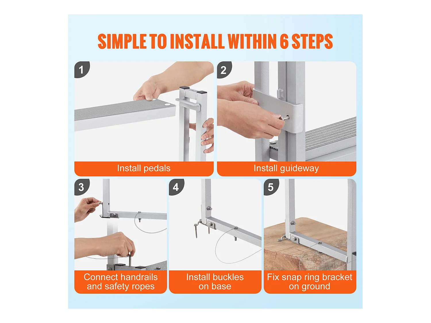 Échelle de Quai en Aluminium SucceBuy, Hauteur Réglable 170 à 200 cm, 5 Marches pour Bateaux