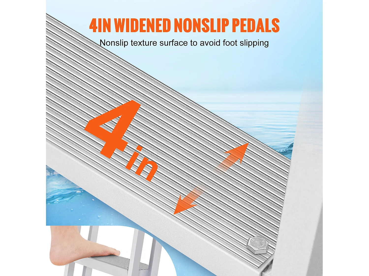 Échelle de Quai en Aluminium SucceBuy, Hauteur Réglable 170 à 200 cm, 5 Marches pour Bateaux