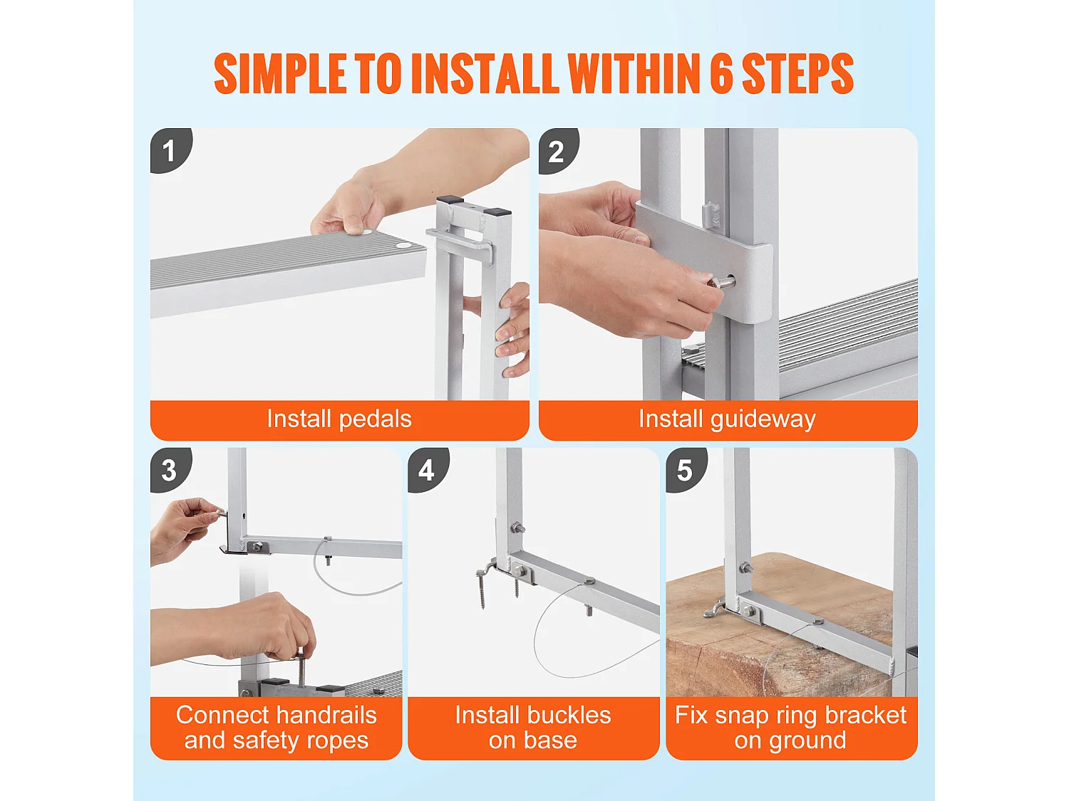 Échelle de Quai en Aluminium SucceBuy, Hauteur Réglable 170 à 200 cm, 5 Marches pour Bateaux