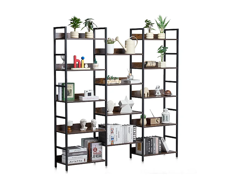 Estantería SucceBuy, Rústica de Metal con 14 Niveles para Salón, Dormitorio y Oficina