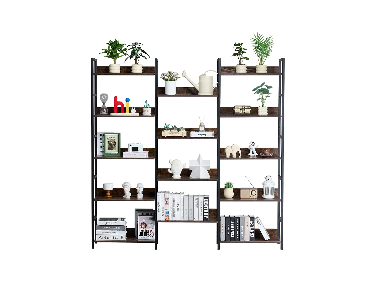 Bücherregal SucceBuy, Rustikales Metallmodell mit 14 Ebenen für Wohnzimmer, Schlafzimmer und Büro