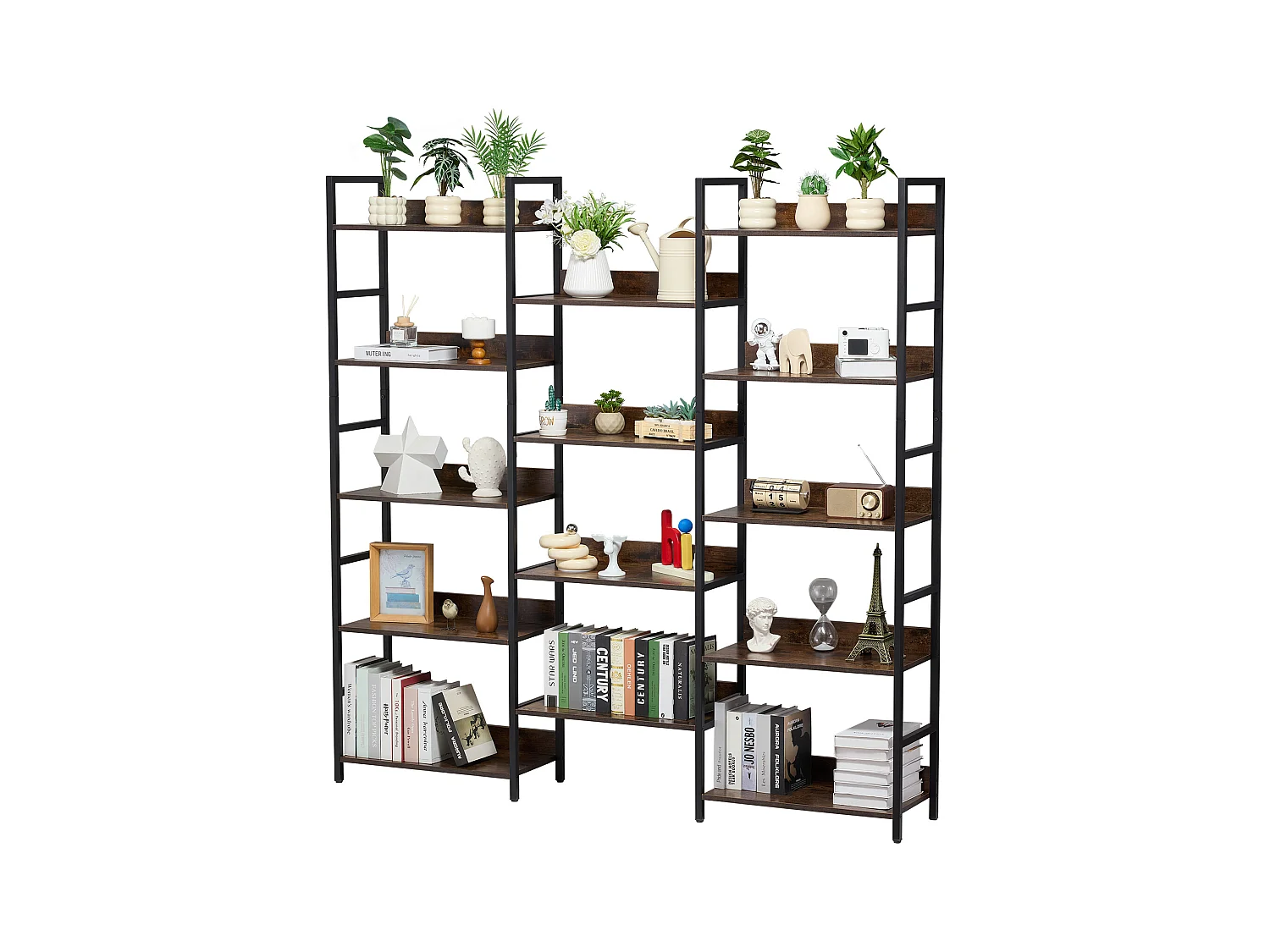 Bücherregal SucceBuy, Rustikales Metallmodell mit 14 Ebenen für Wohnzimmer, Schlafzimmer und Büro