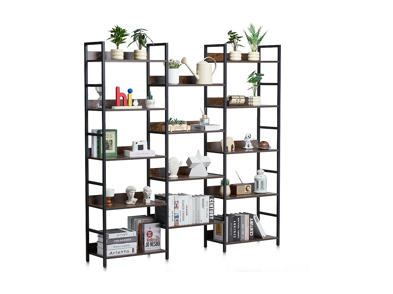 Biblioteca SucceBuy, Rustica in Metallo con 14 Livelli per Salotto, Camera e Ufficio