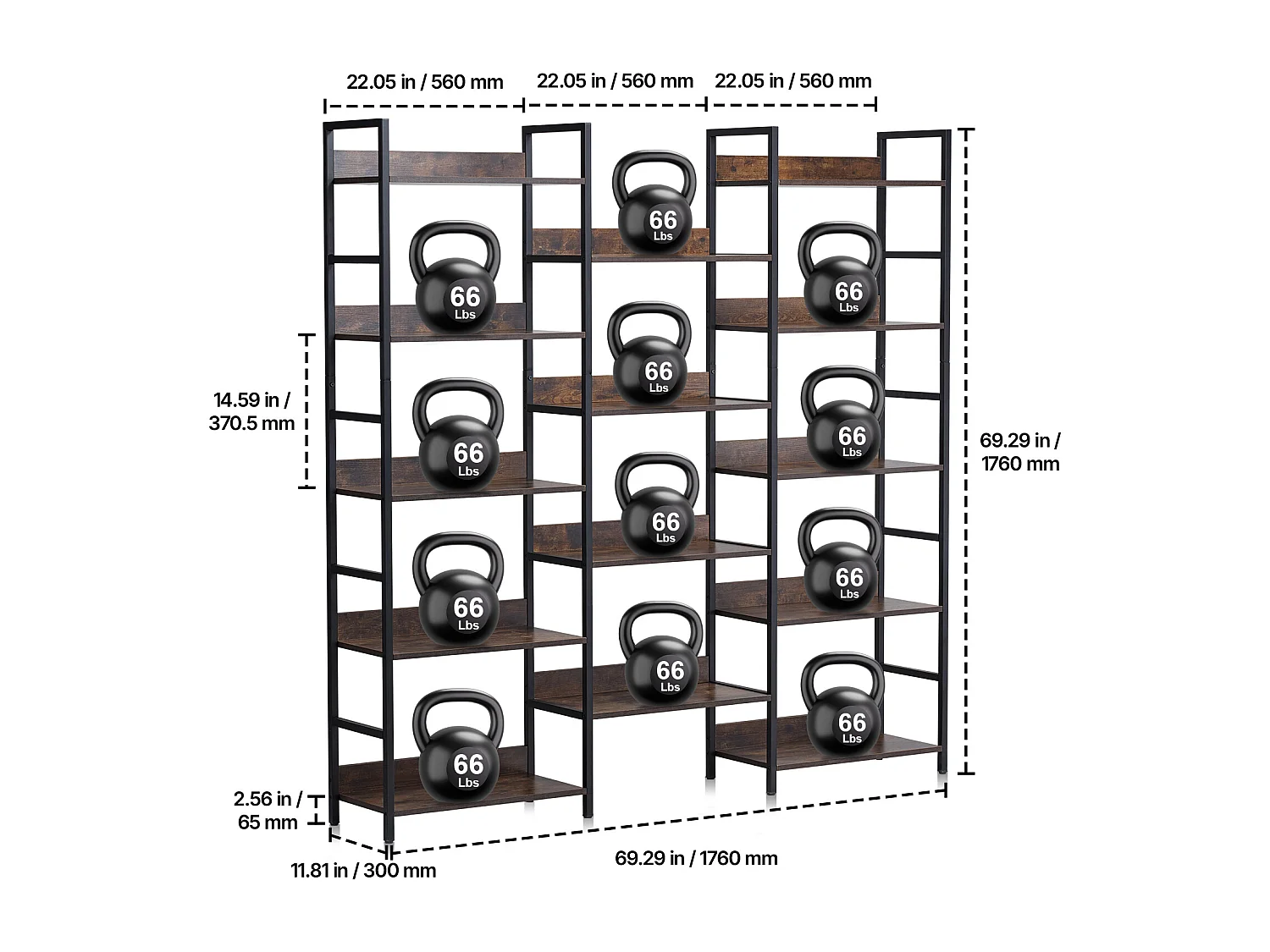 Biblioteca SucceBuy, Rustica in Metallo con 14 Livelli per Salotto, Camera e Ufficio