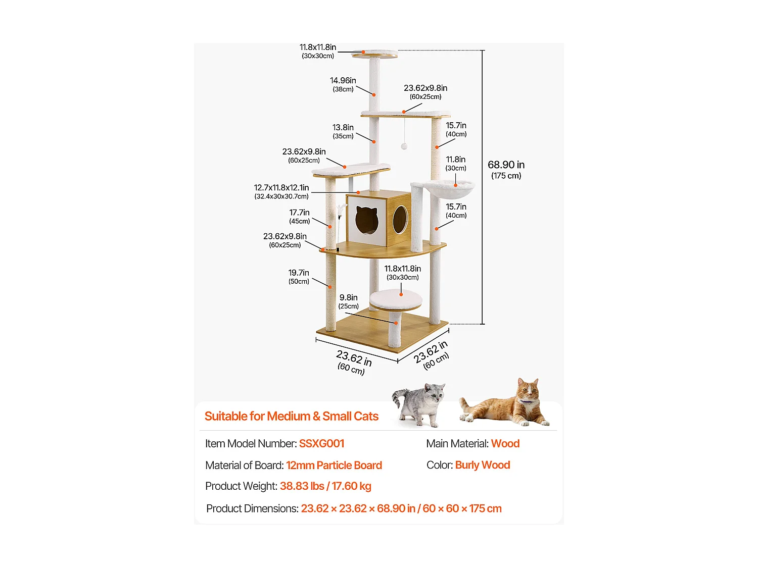 Katzenbaum SucceBuy Großer Katzenbaum, Große Mehrstöckige Spielturm und Condo für Katzen im Innenbereich