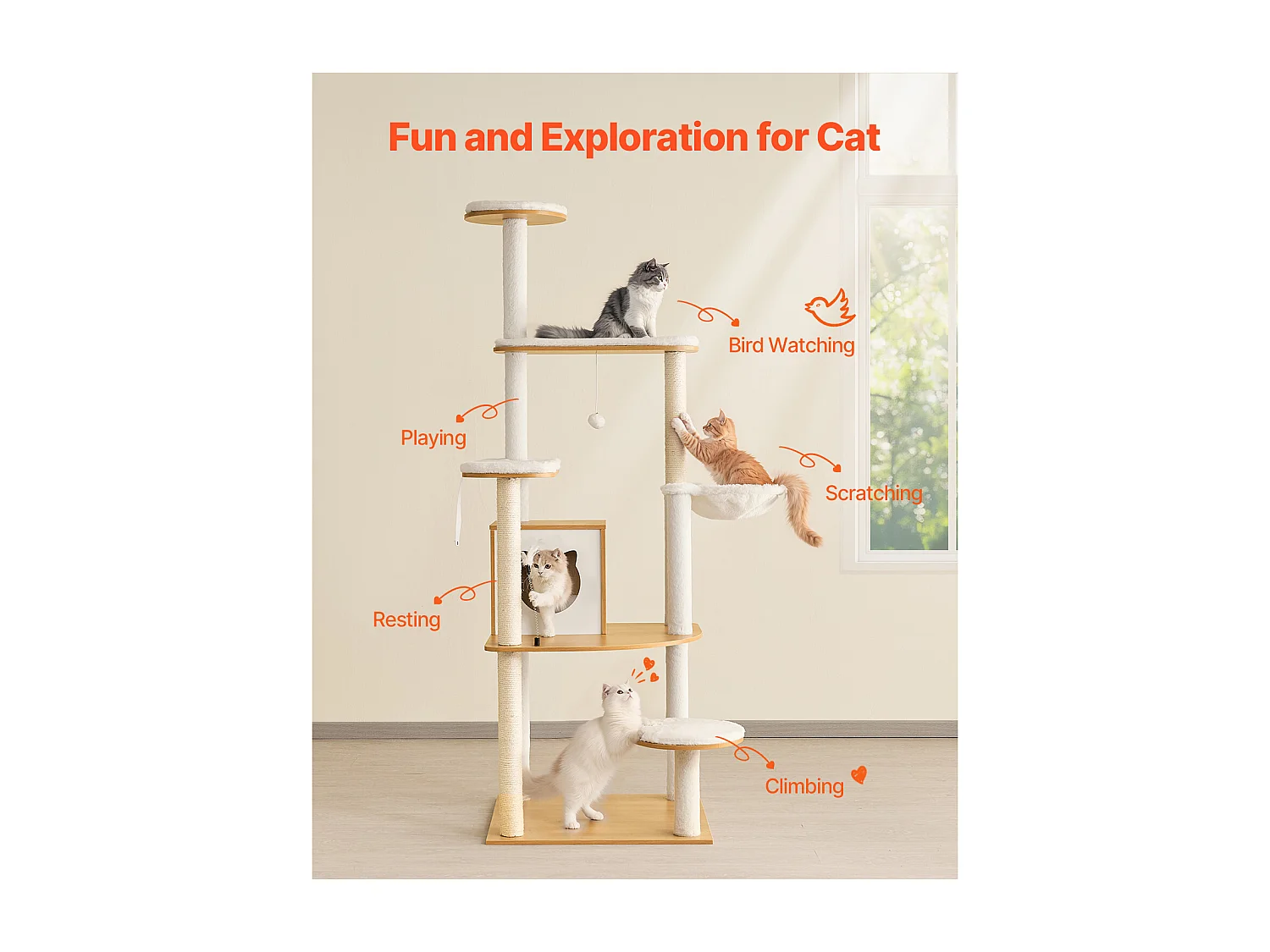 Katzenbaum SucceBuy Großer Katzenbaum, Große Mehrstöckige Spielturm und Condo für Katzen im Innenbereich