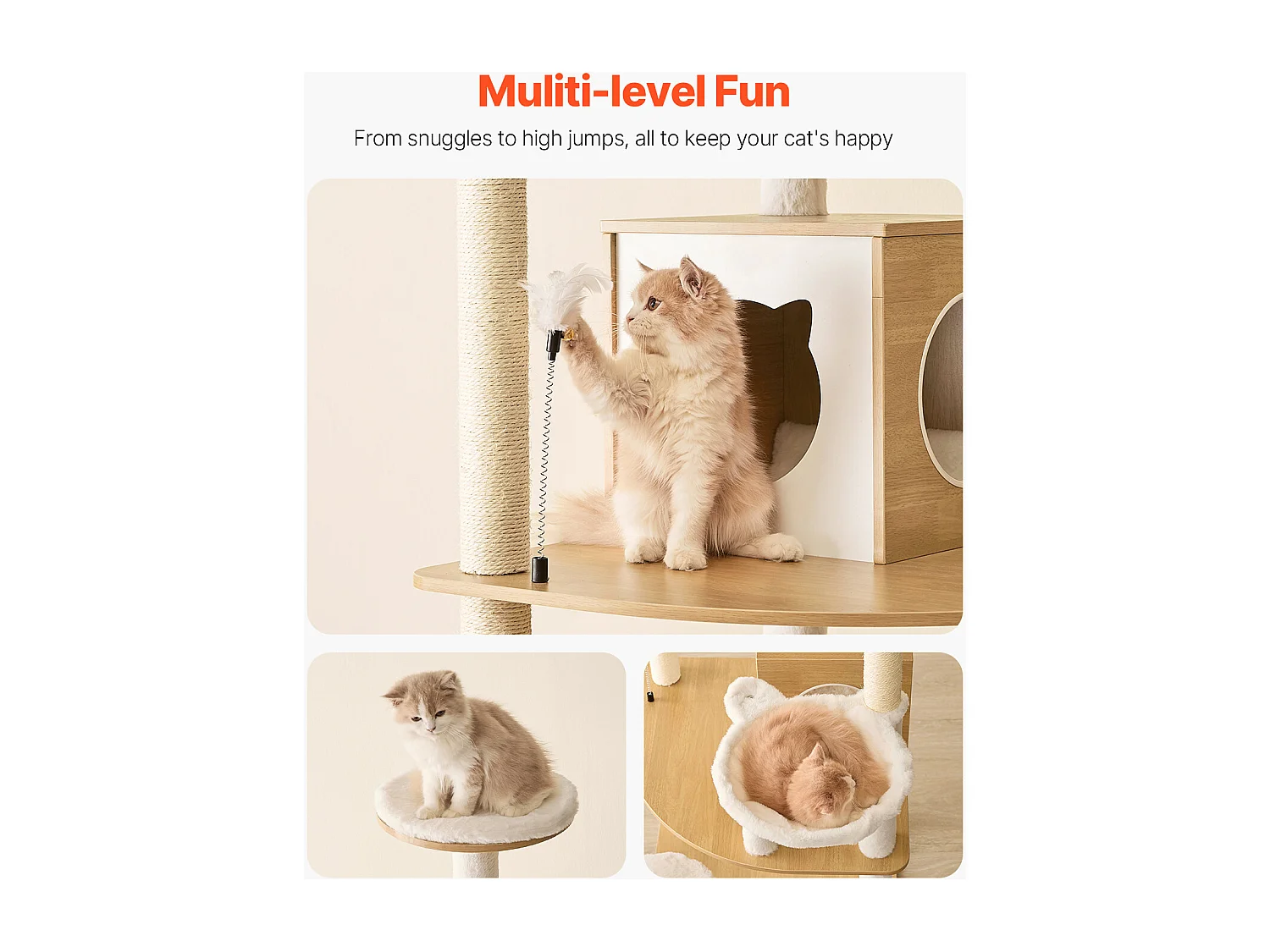 Katzenbaum SucceBuy Großer Katzenbaum, Große Mehrstöckige Spielturm und Condo für Katzen im Innenbereich