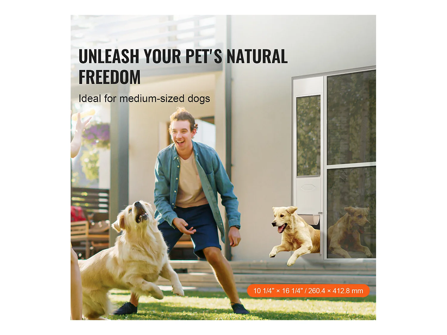 Porta Scorrevole in Vetro per Cani SucceBuy, Altezza Regolabile da 1927 a 2049 mm, L