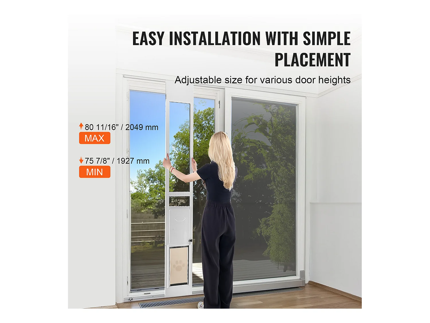 Porta Scorrevole in Vetro per Cani SucceBuy, Altezza Regolabile da 1927 a 2049 mm, L