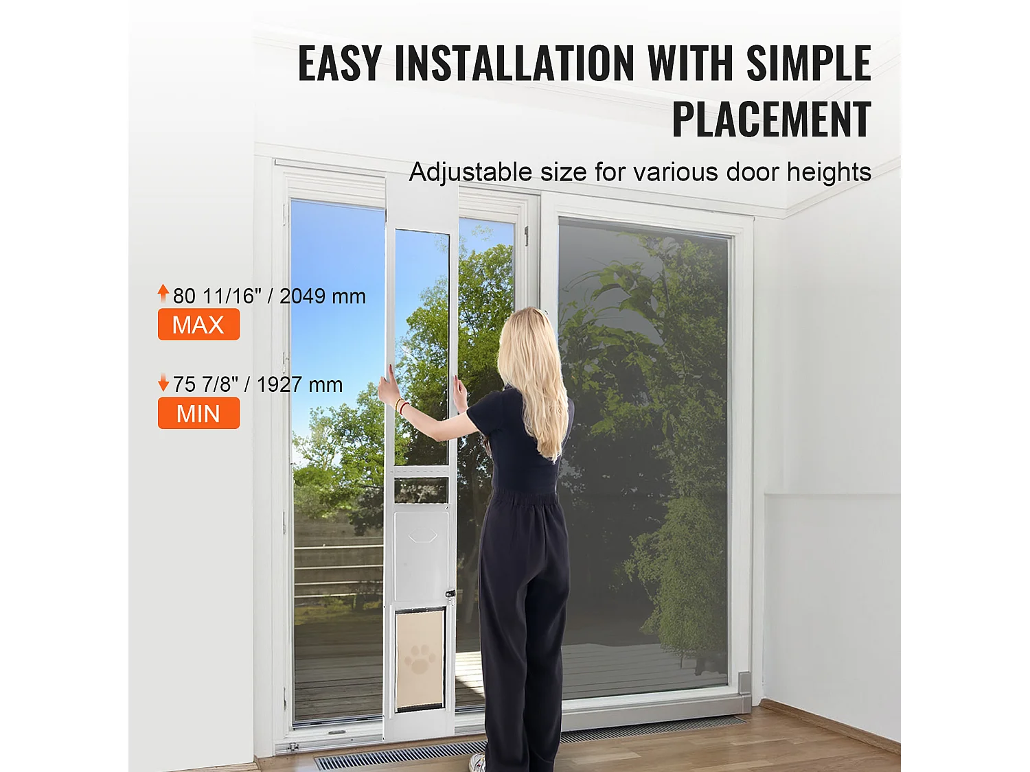 Porte Coulissante en Verre pour Chien SucceBuy, Hauteur Réglable de 1927 - 2049 mm, L